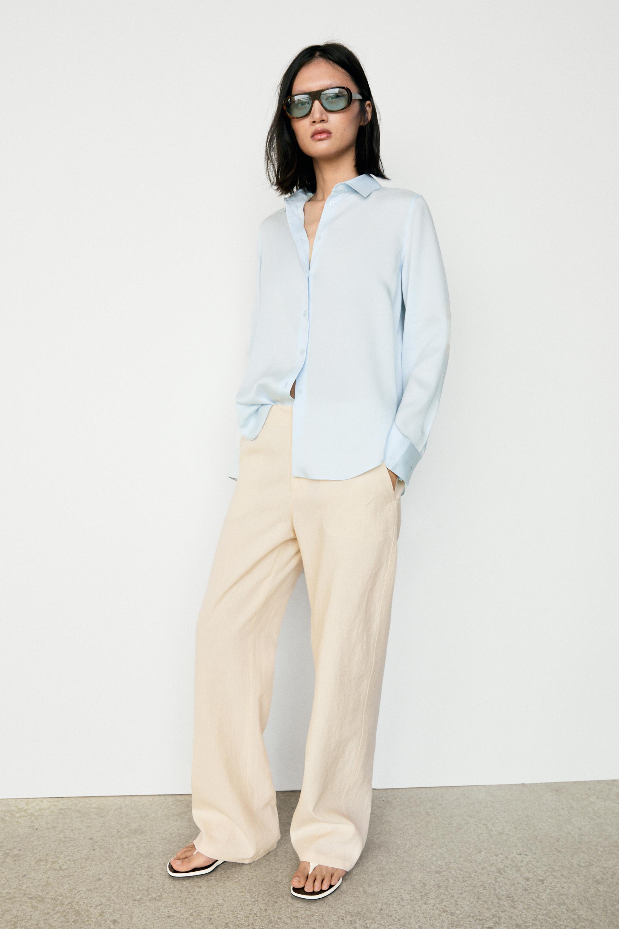 Fluid lyocell shirt — SKY BLUE