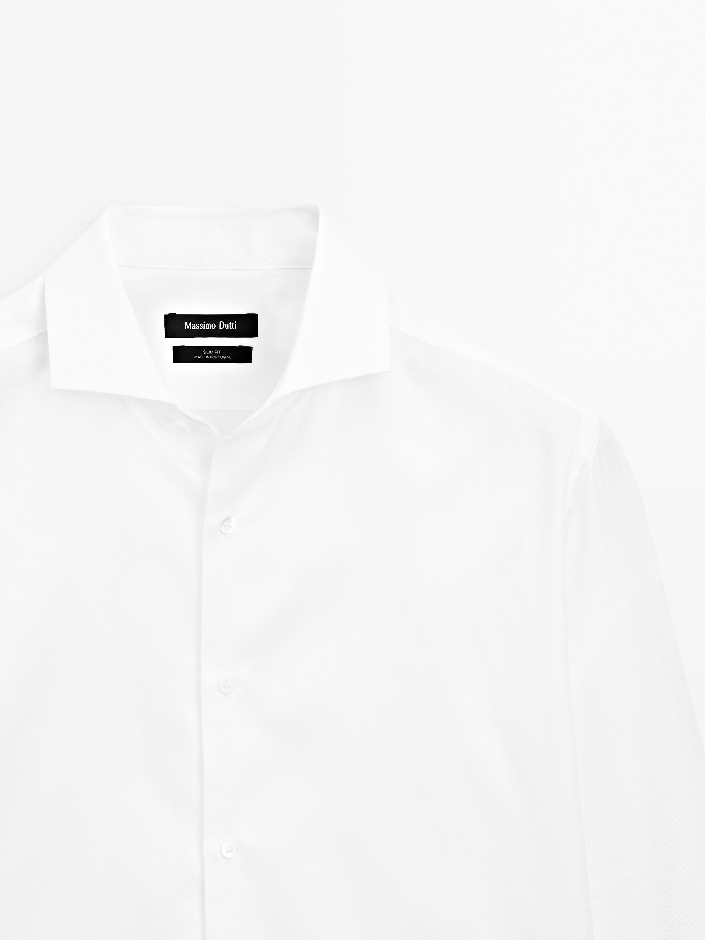 Slim fit 100% cotton twill shirt — WHITE