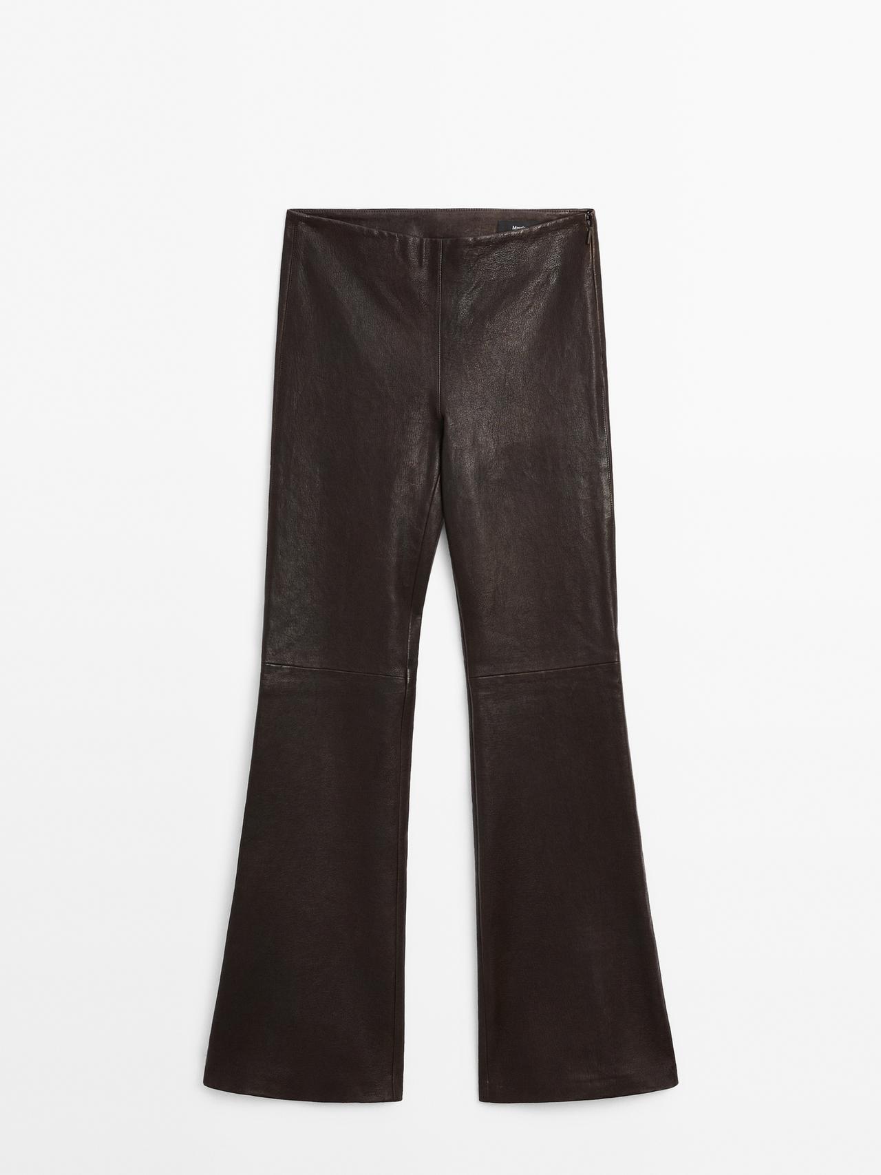 Massimo Dutti - Dame - Leggings I Nappalæder - Brun - M