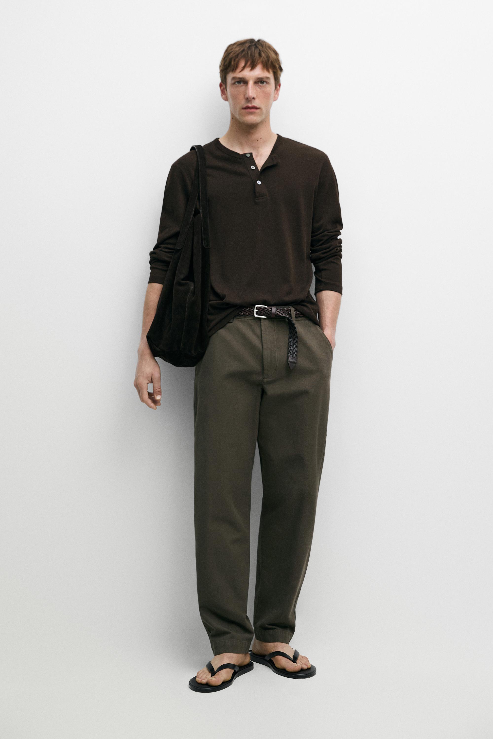 Tapered fit cotton pants — GREEN