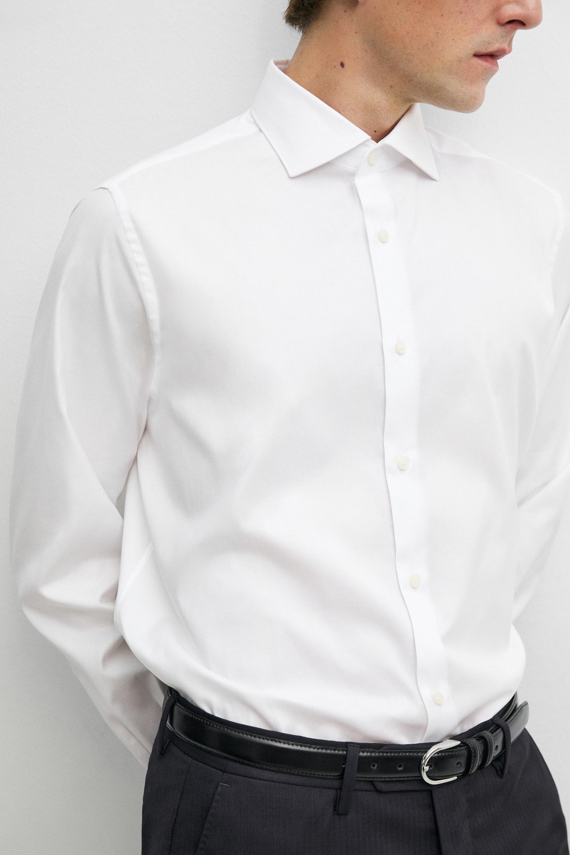 100% cotton regular fit shirt — WHITE