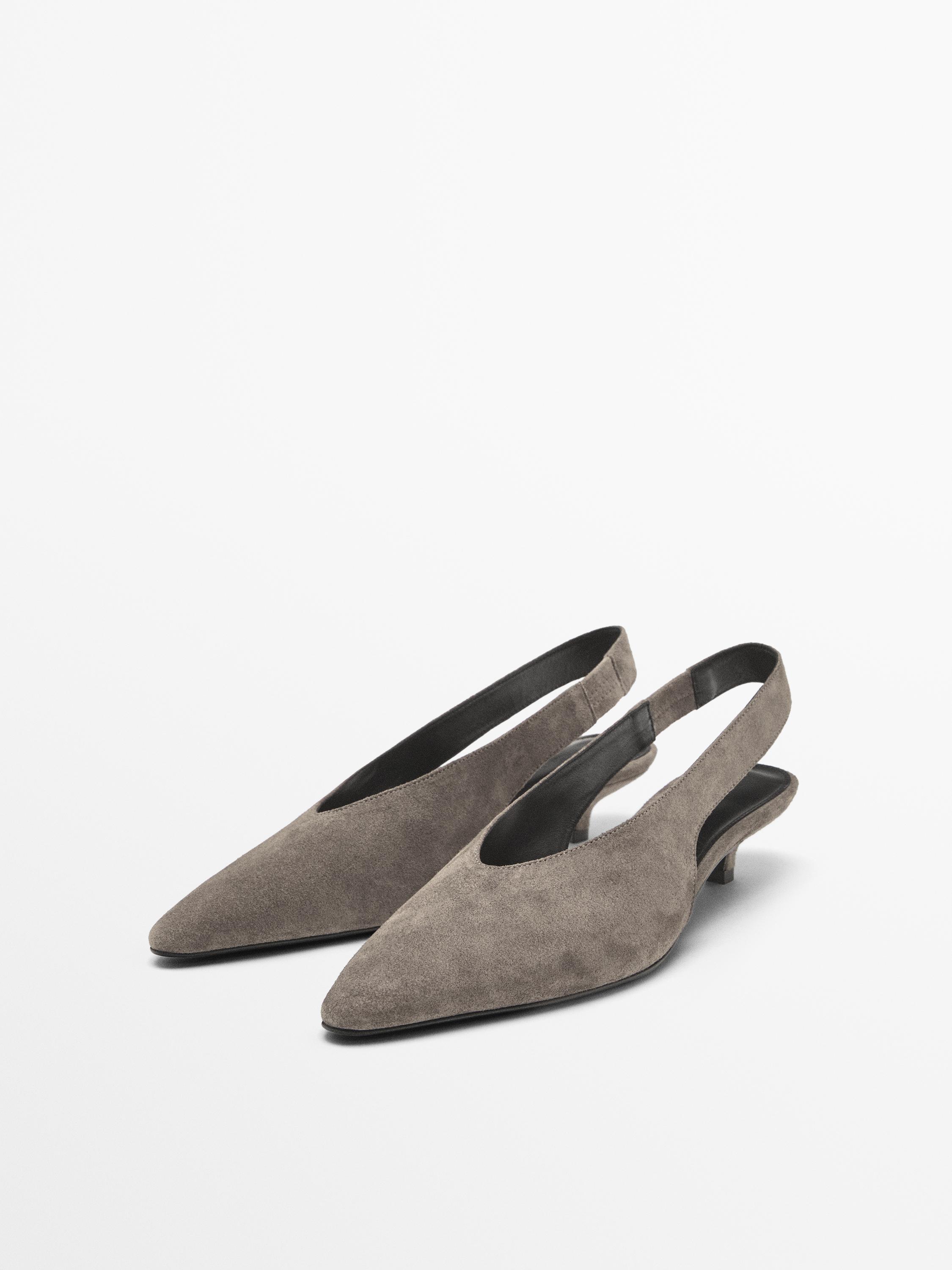 Split suede high-heel slingback shoes