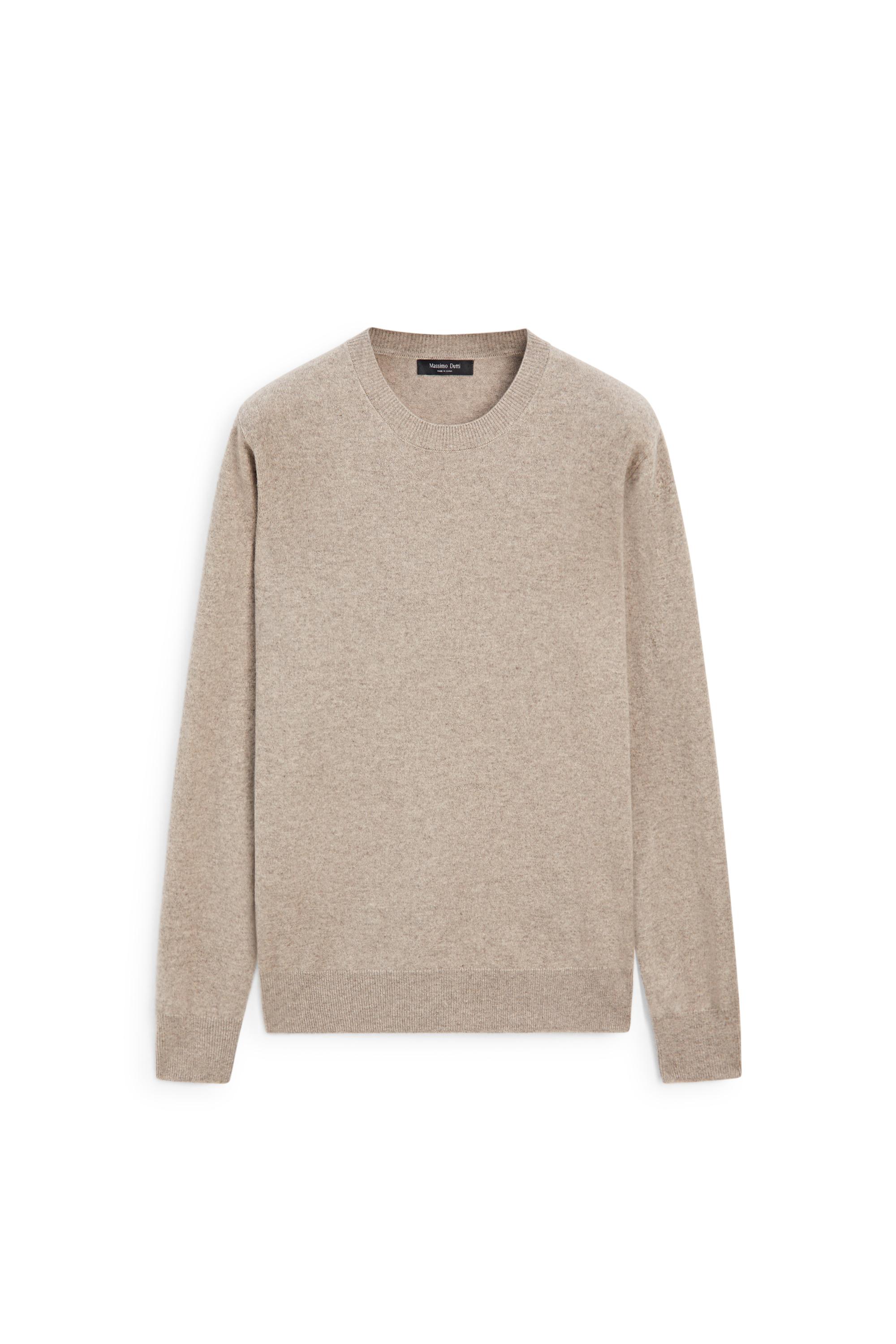Wool blend round neck knit sweater — MINK