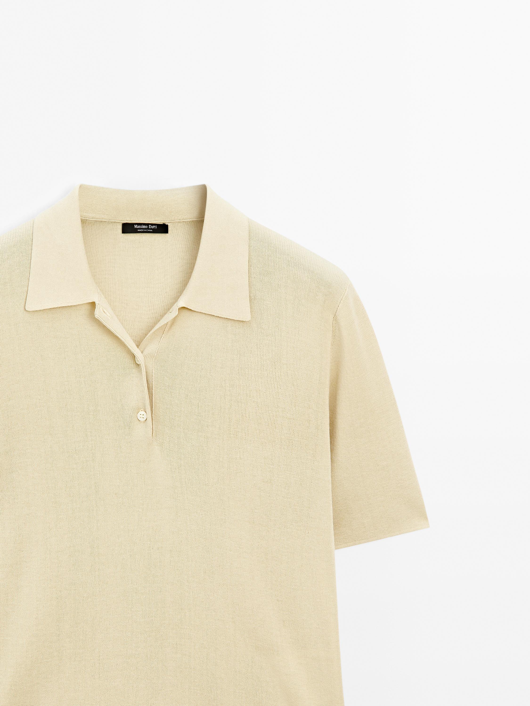 Cotton blend knit polo shirt