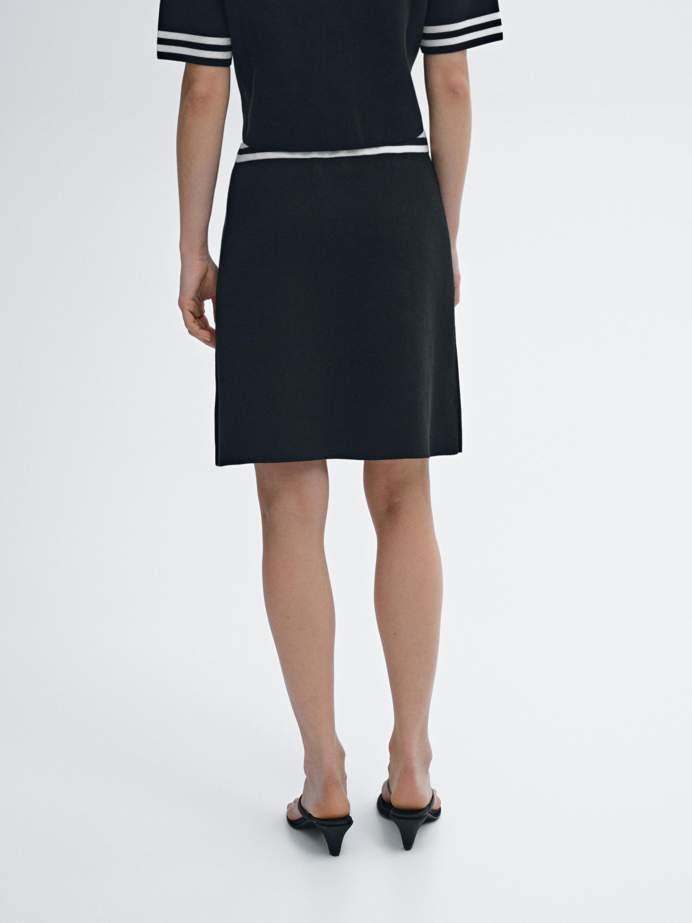 Contrast knitted skirt 100% cotton