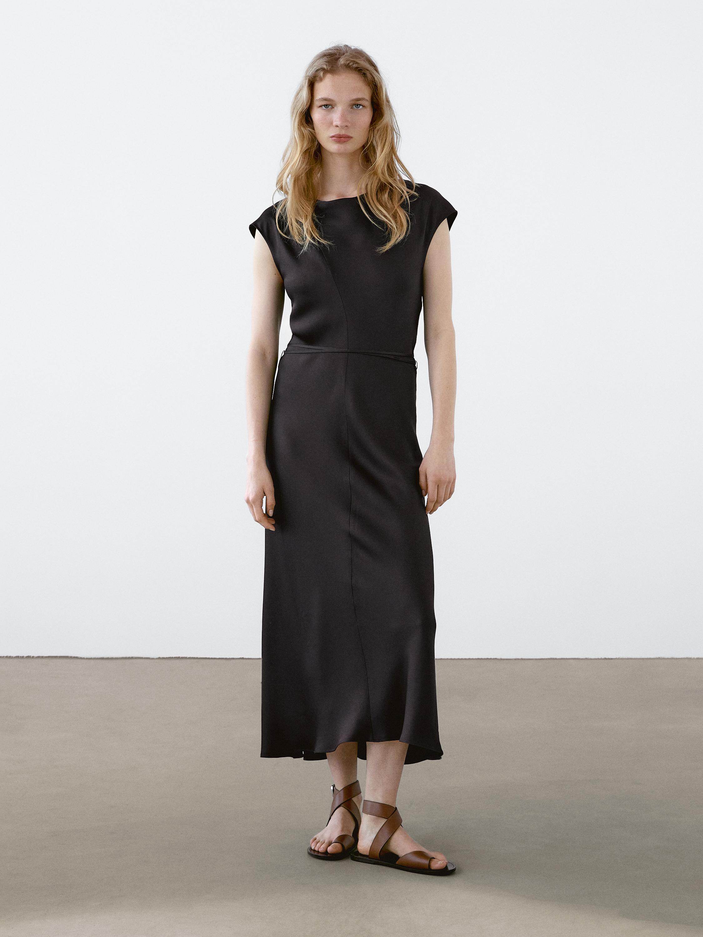 ◆Massimo Dutti◆ Cotton blend flounce midi dress Poplin flounce midi dress · Sand · Smart / Dresses And