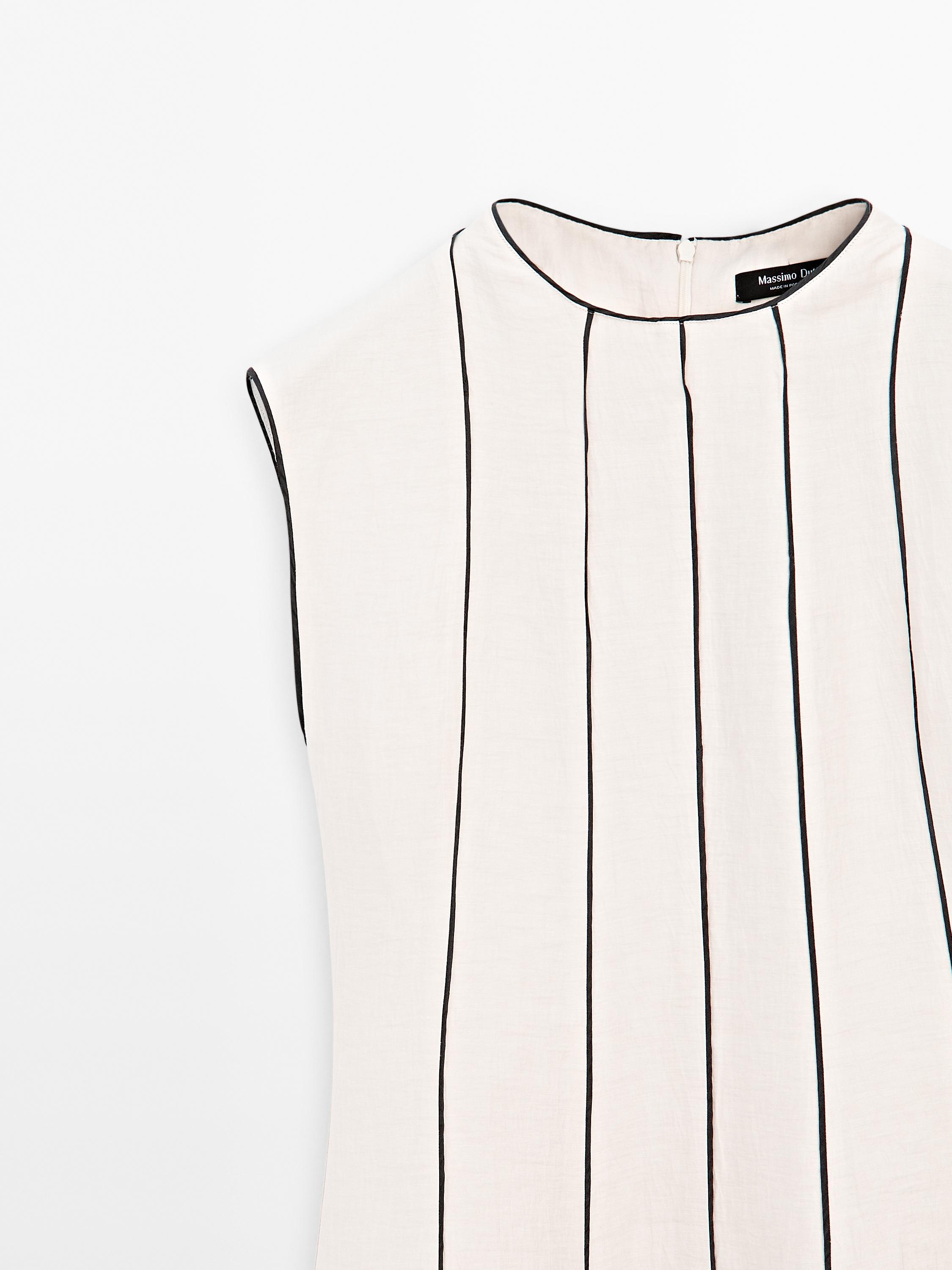 Robe à liserés contrastants en lin mélangé