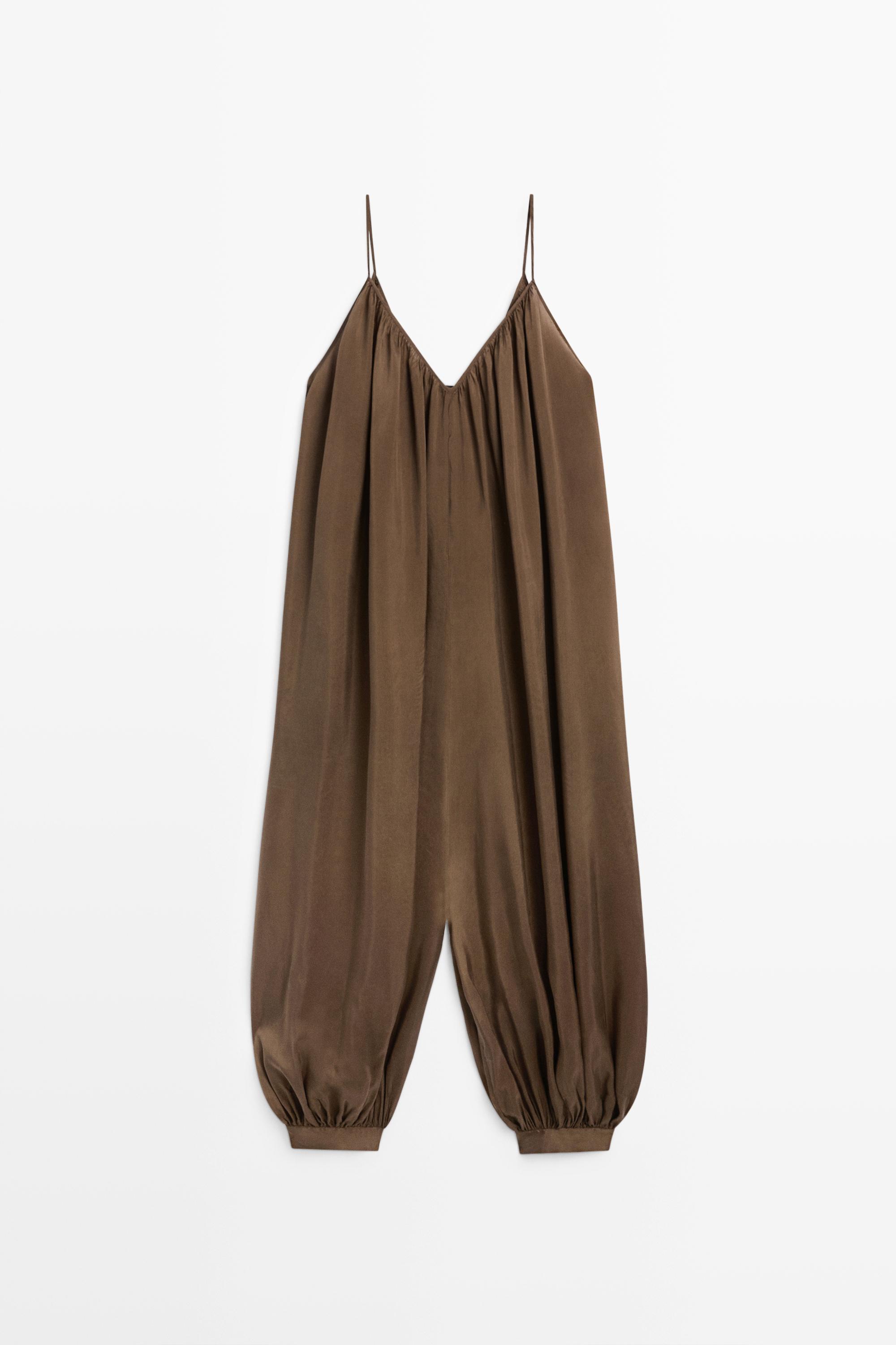 Flowing sarouel jumpsuit — BROWN