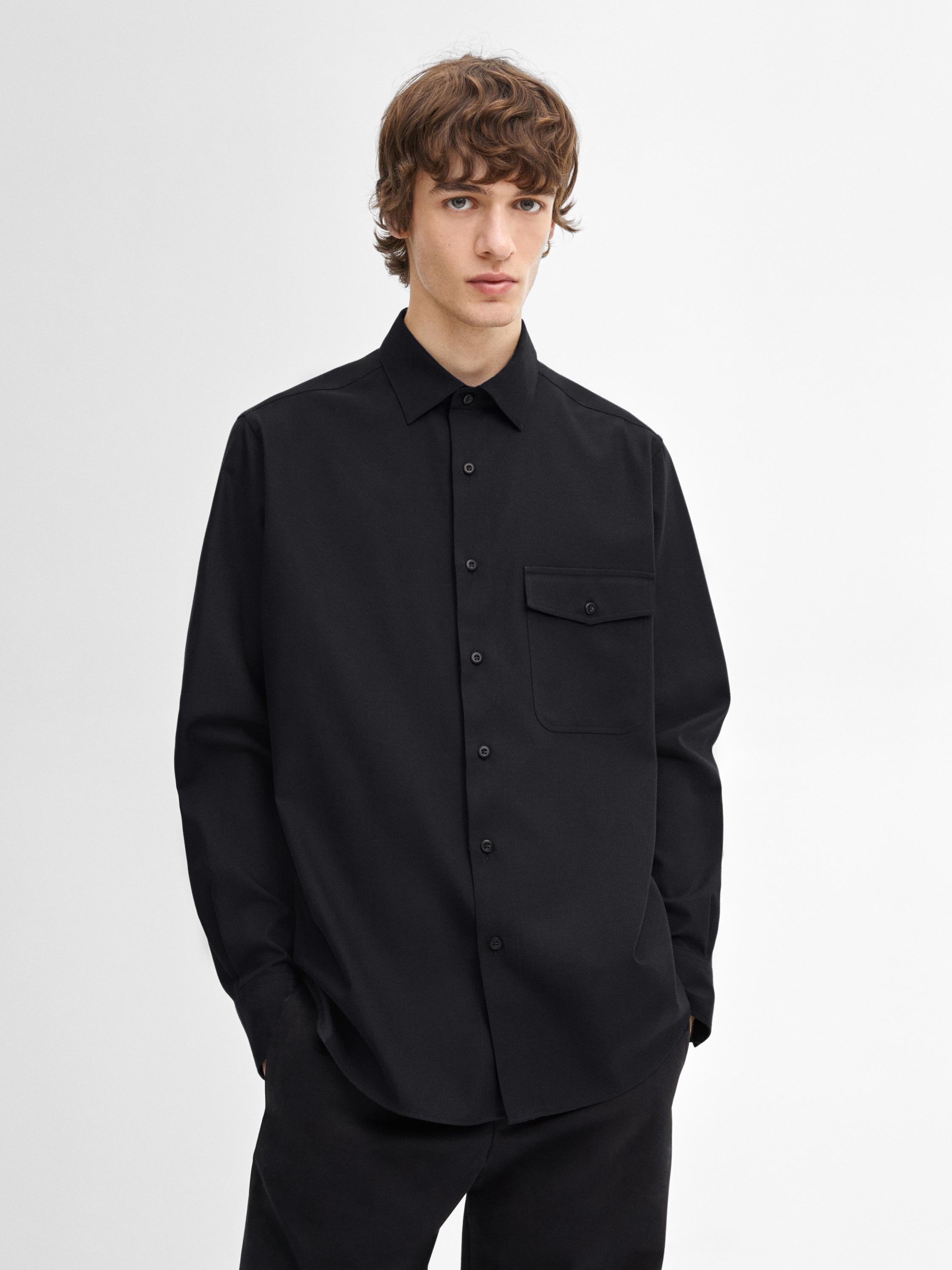 Regular-Fit-Hemd aus Baumwollmischgewebe