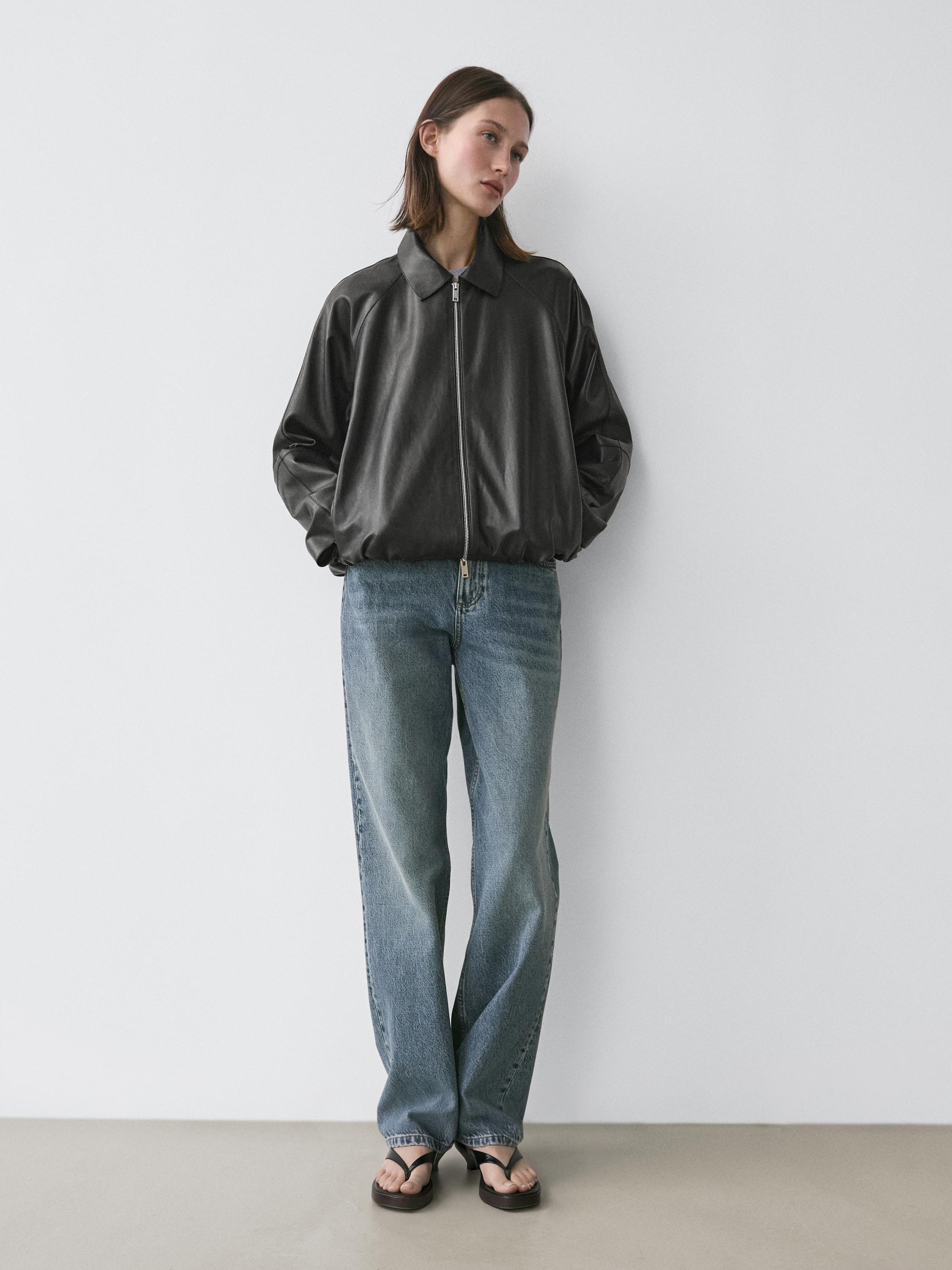 Oversize nappa leather jacket · Чорний · Bomberâ Jacket | Massimo