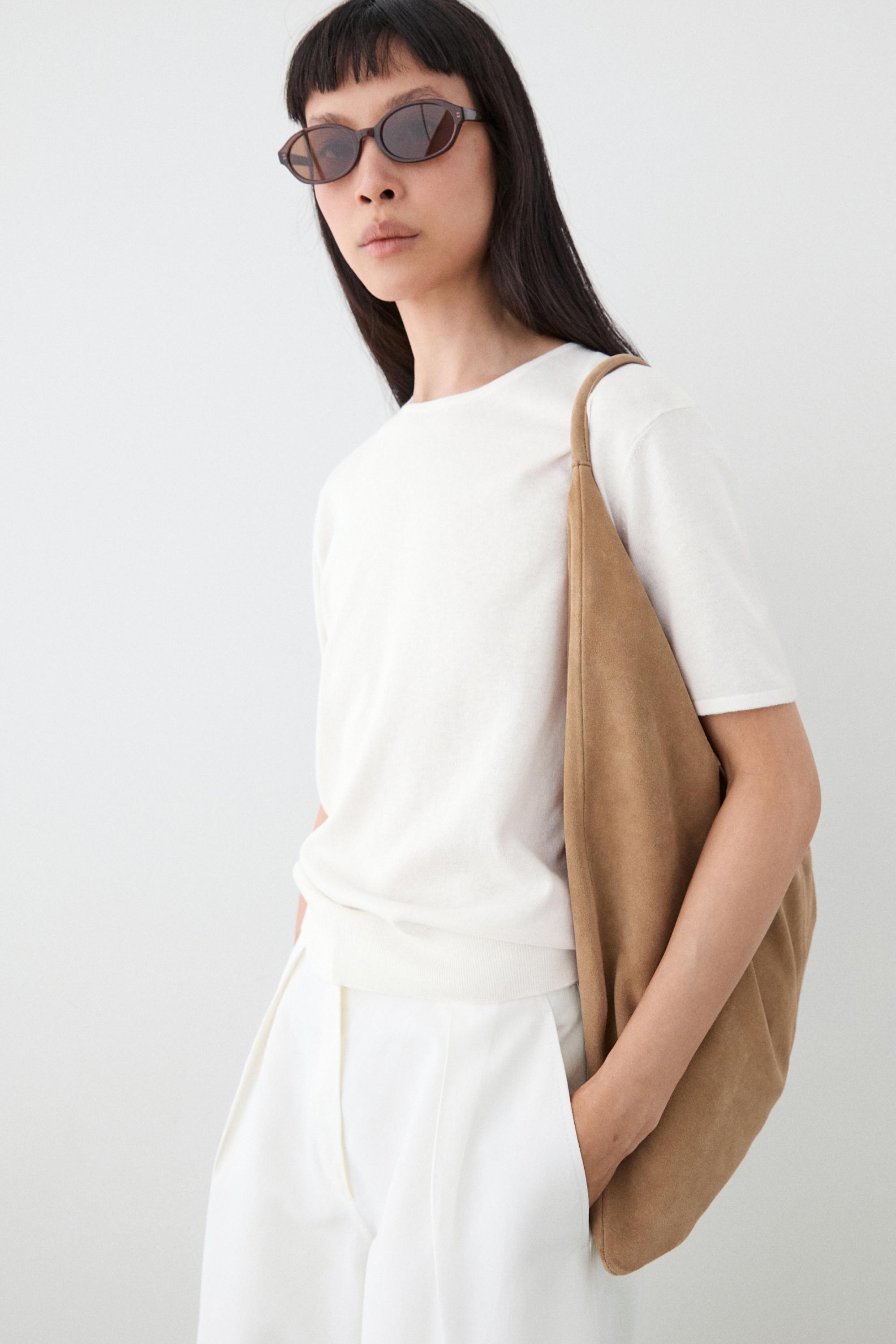 Split leather maxi shopper bag - LIMITED EDITION — SAND