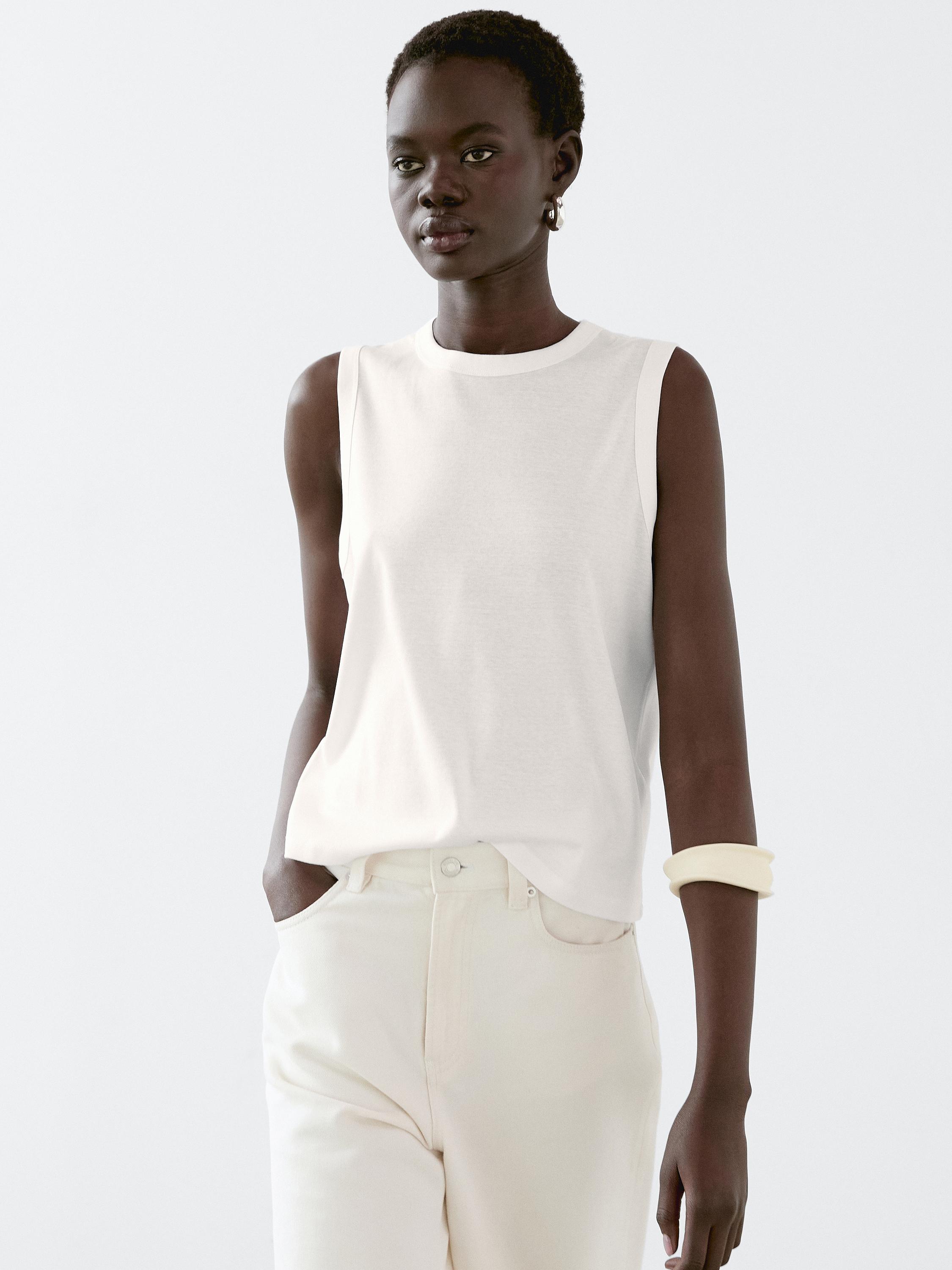 Mercerised cotton crew neck T-shirt