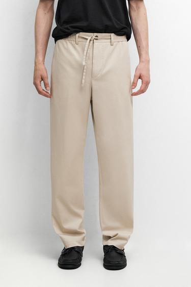 Cotton blend jogger fit pants — BEIGE 3