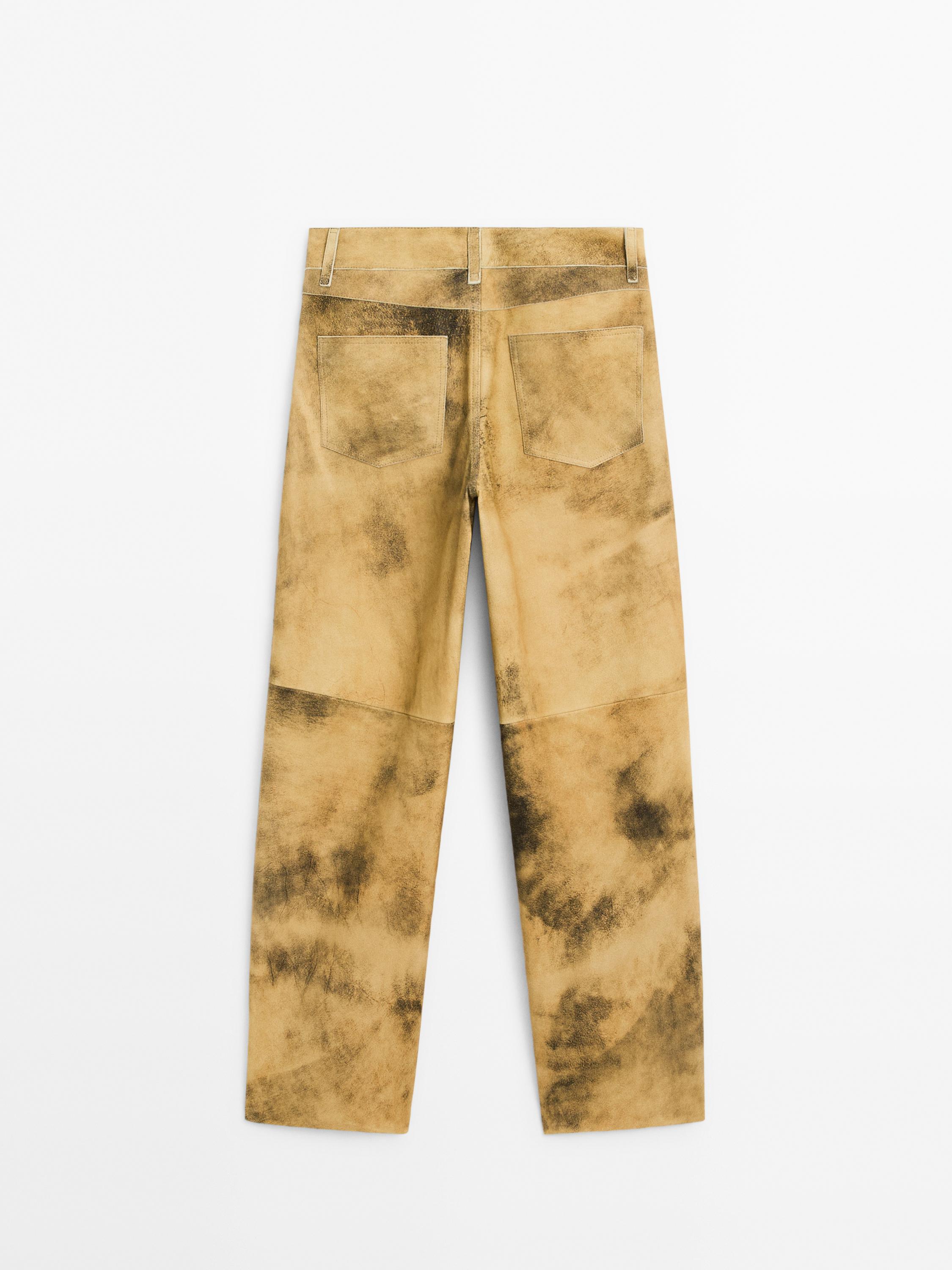 ★ Massimo Dutti★ Suede leather pants 05305515700 Suede leather parachute trousers · Brown · Skirts | Massimo