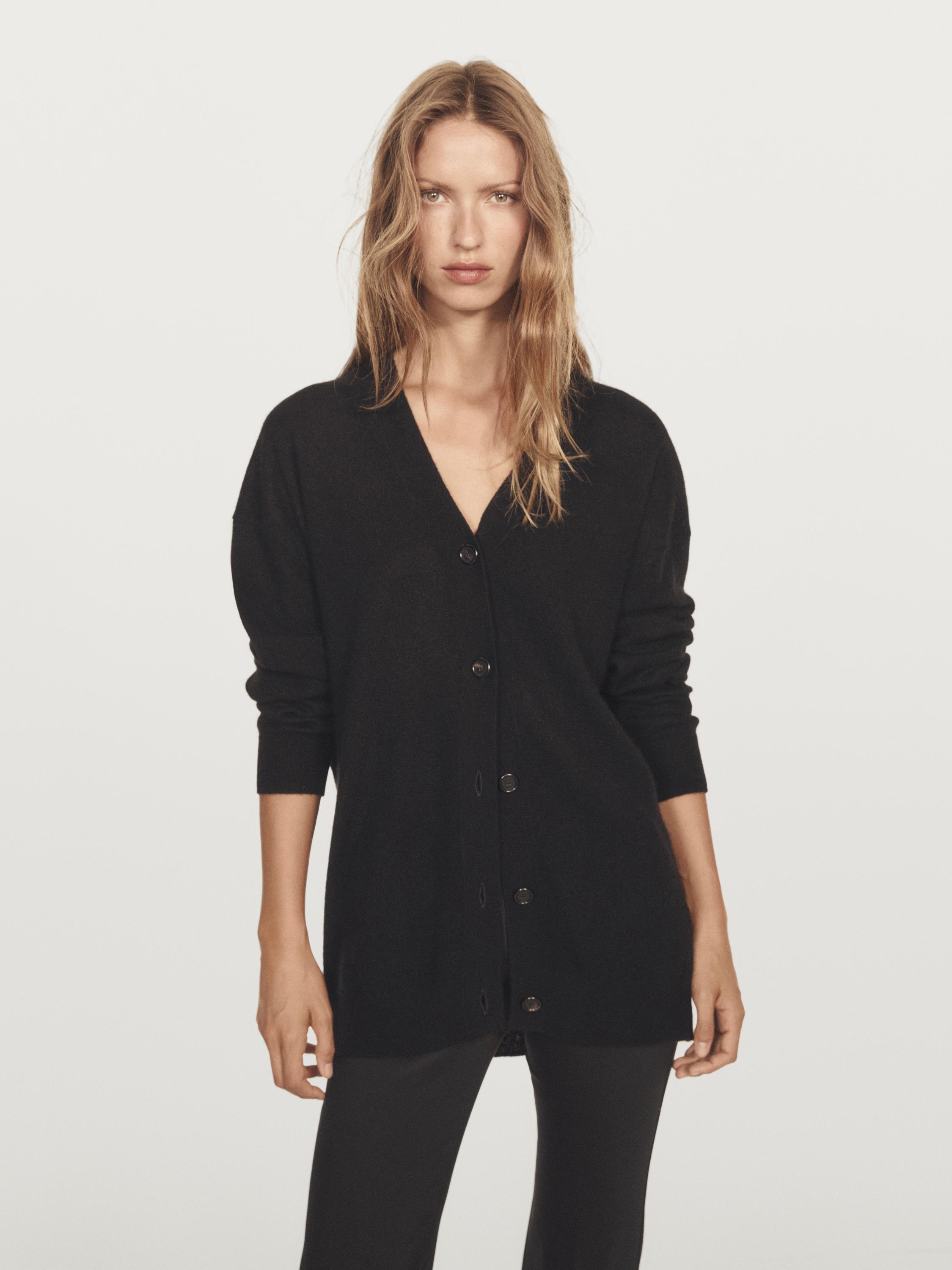 Oversized kasjmier vest met V-hals