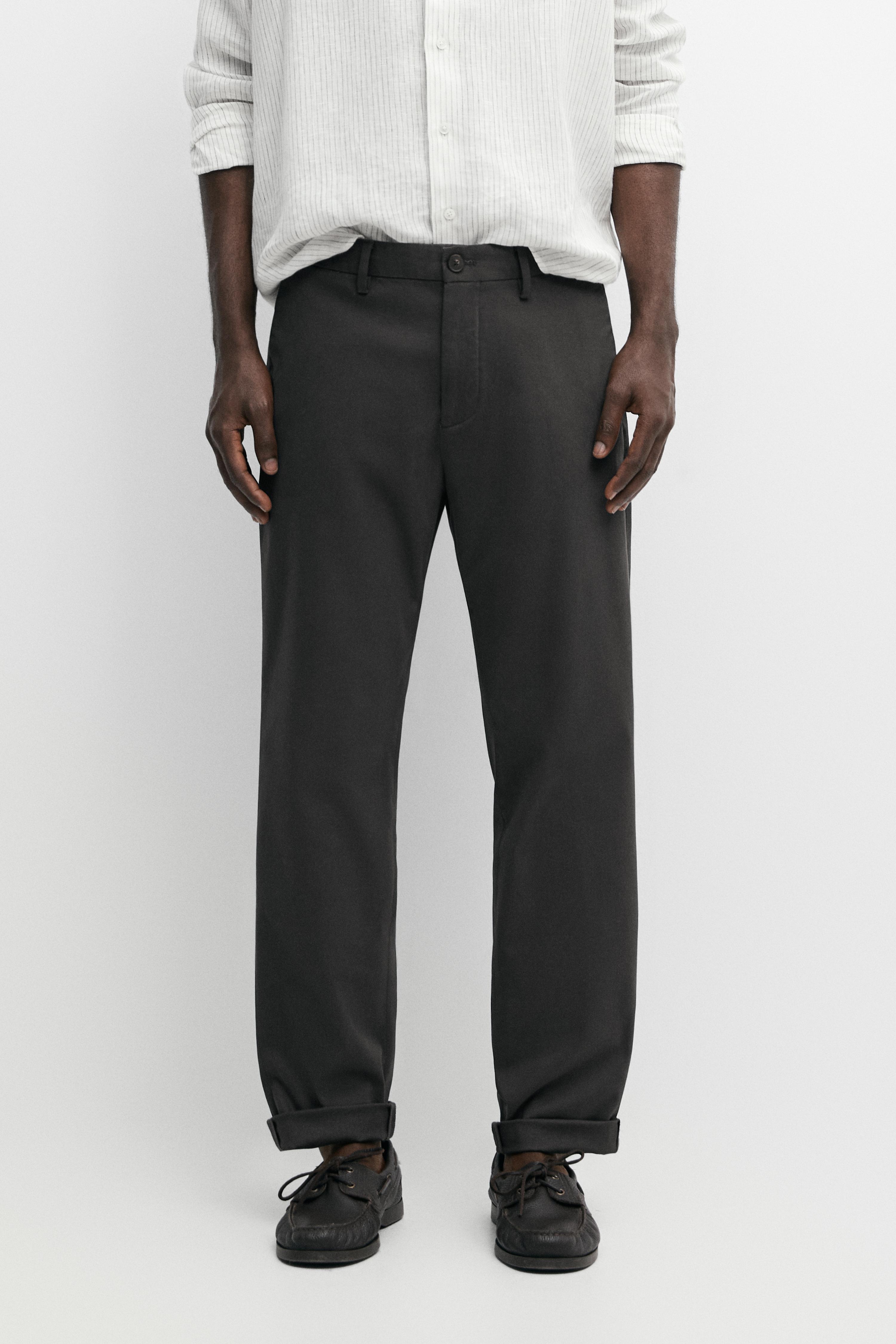 Slim fit cotton trousers