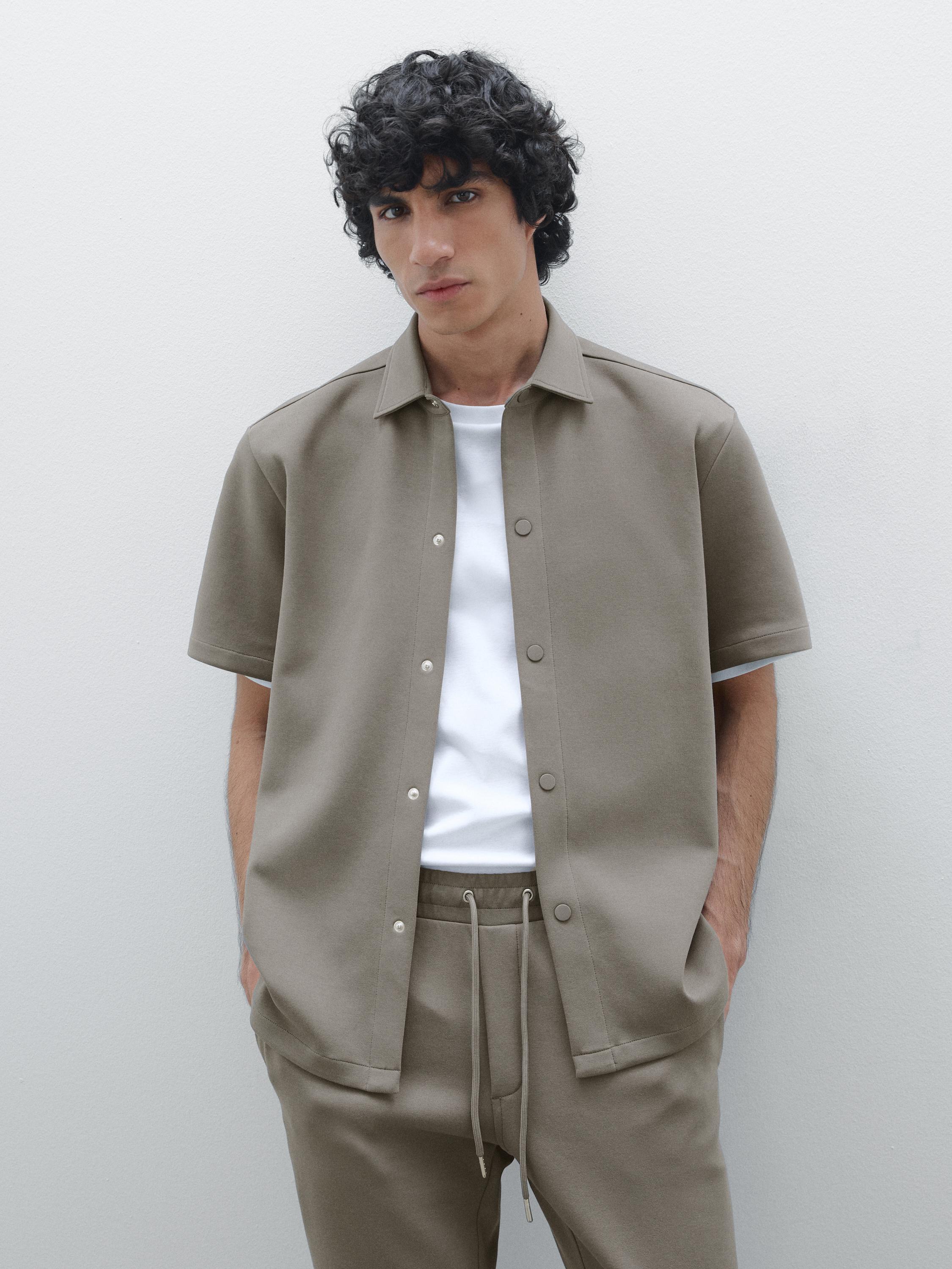 Chemise boutons-pression en coton mélangé