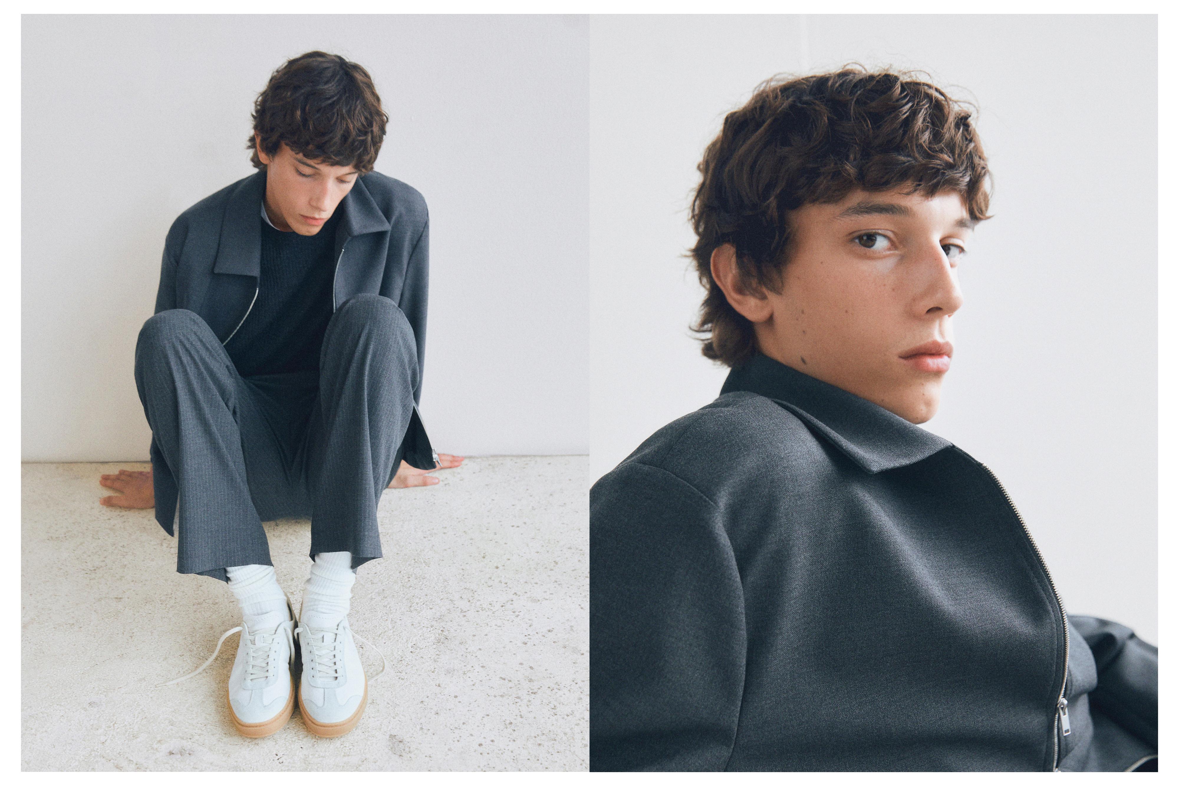 Split suede trainers — WHITE