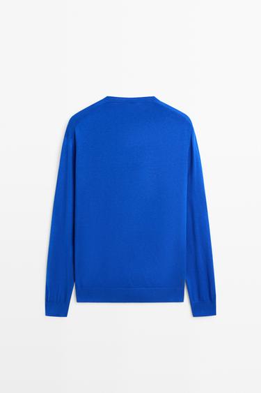 Cotton blend knit sweater — Blue 6