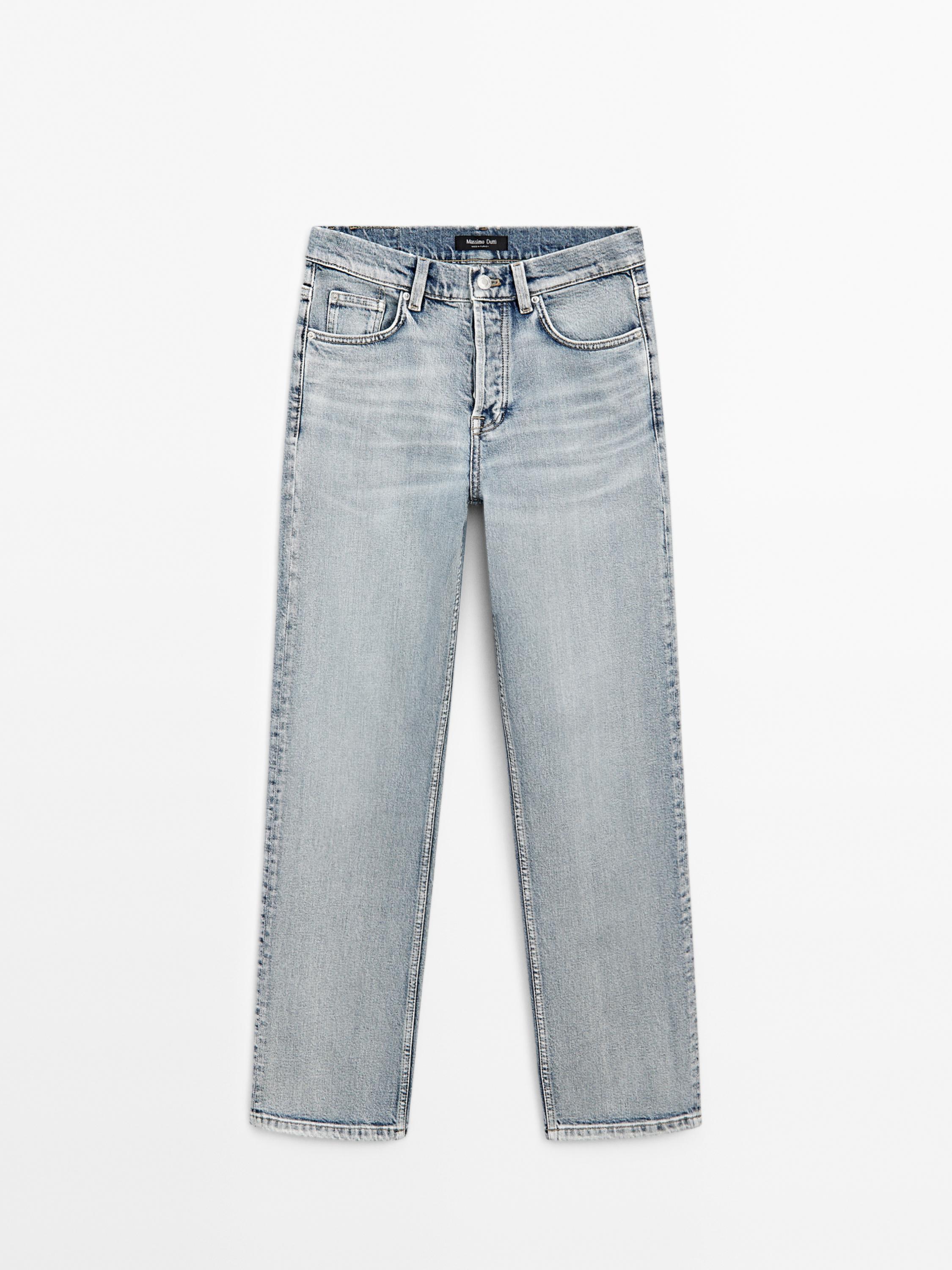 Jeans de cintura média straight