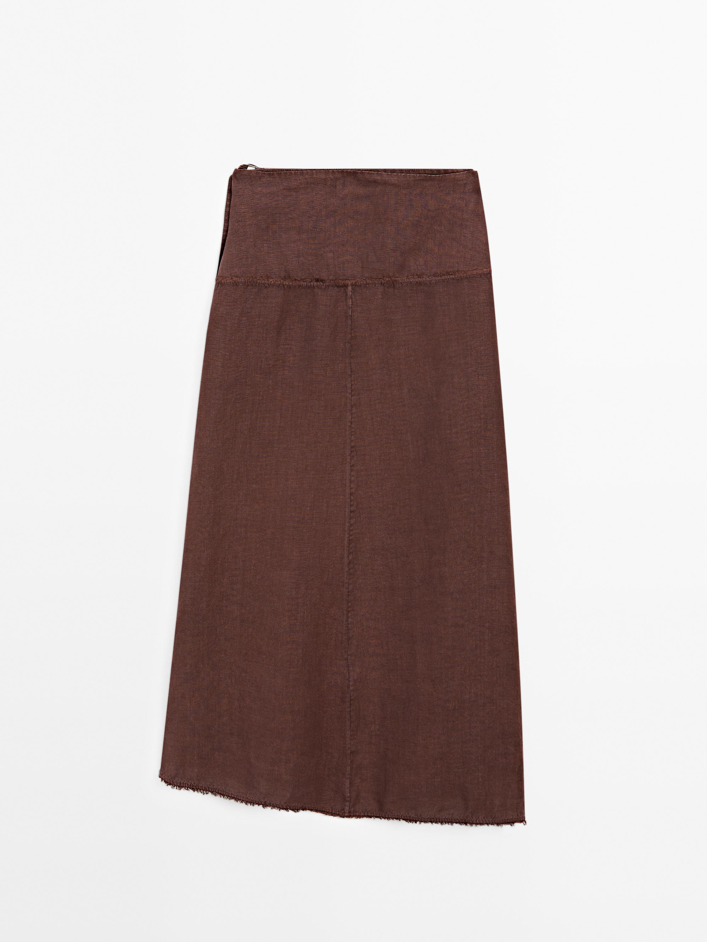 Linen pareo skirt with buckle detail