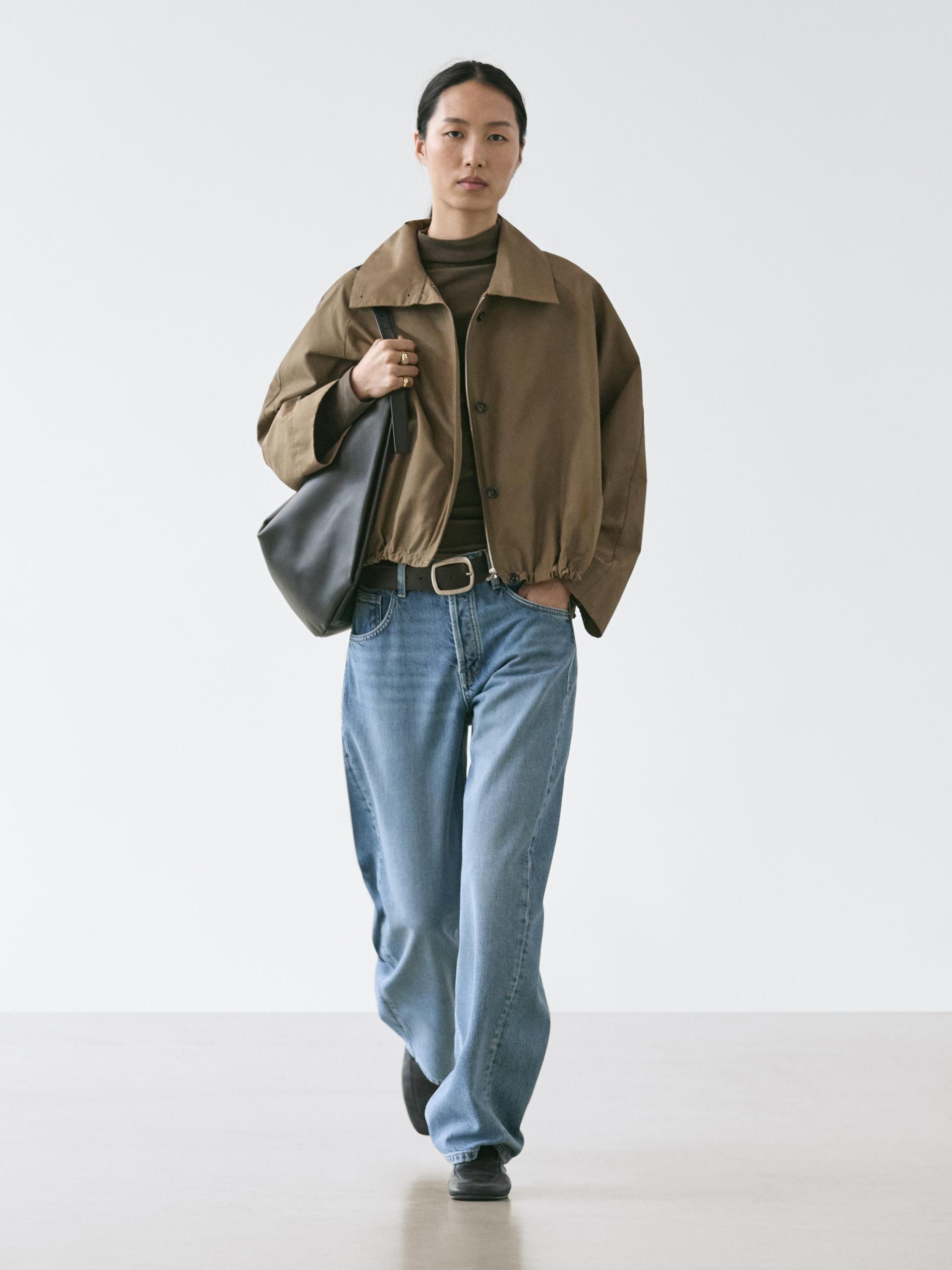 Veste Bomber Col Montant - Kaki Sombre - L - Massimo Dutti - Femme