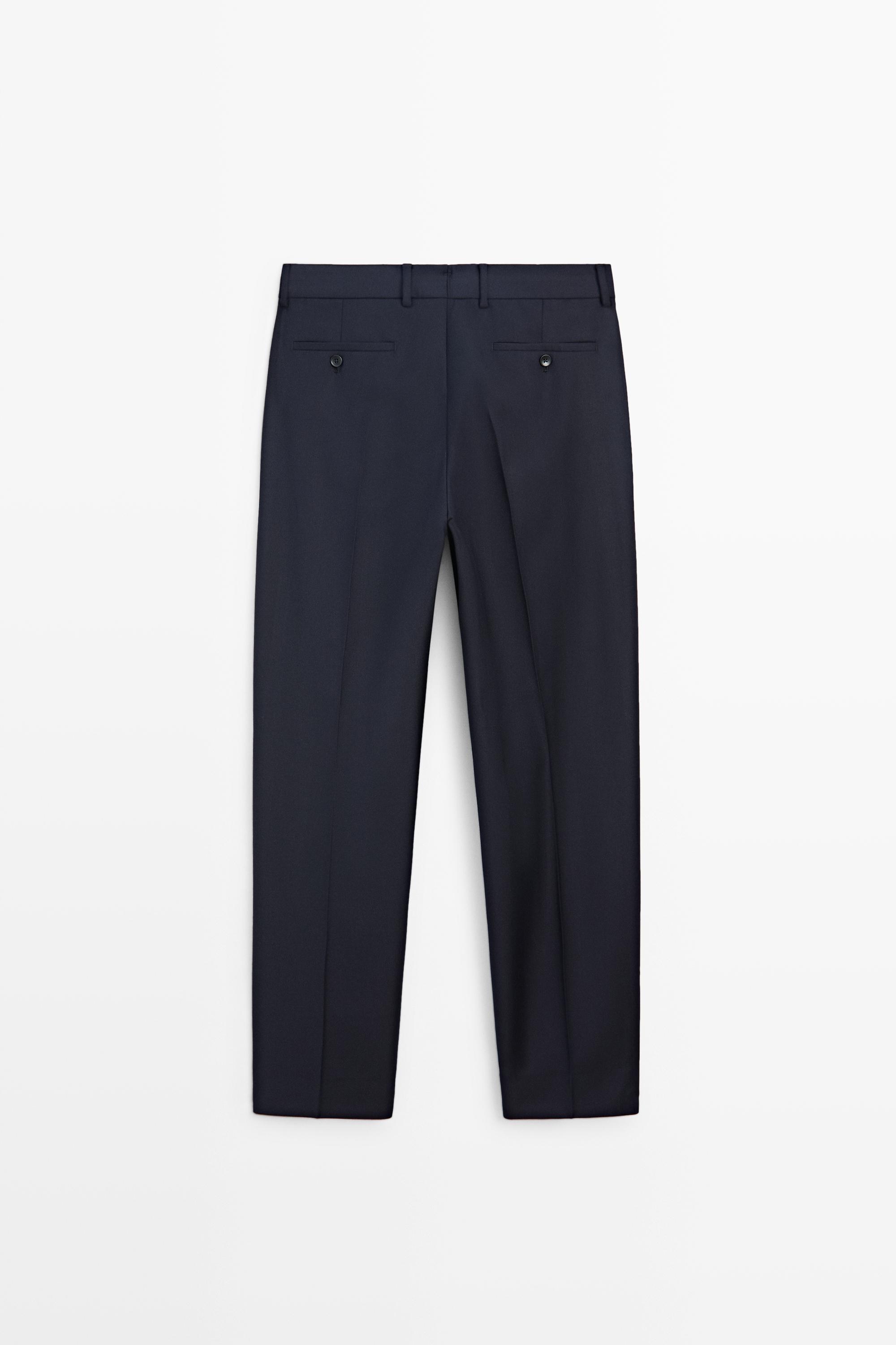 Herringbone suit pants — NAVY BLUE