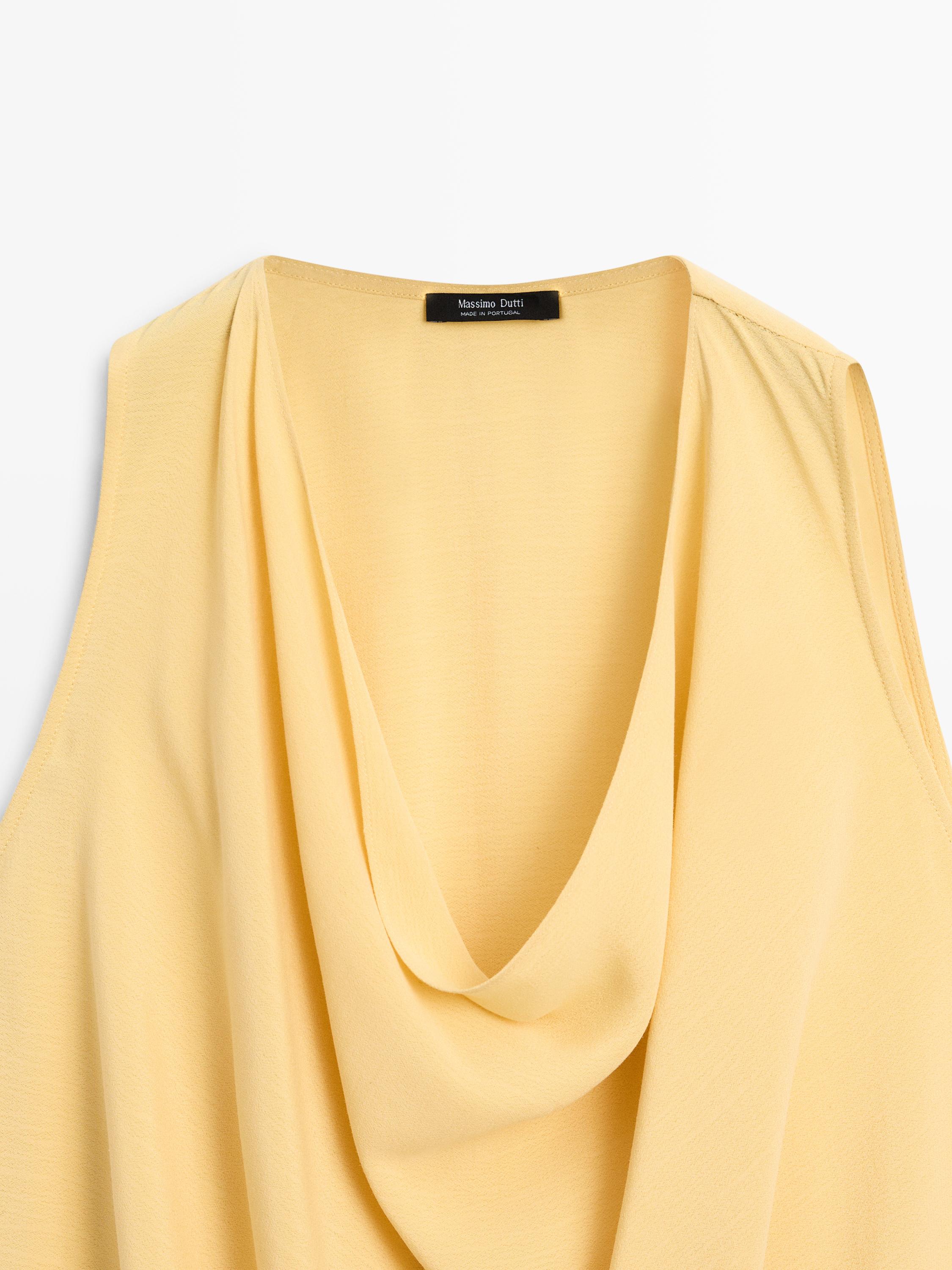 Long flowing asymmetric top — PALE YELLOW