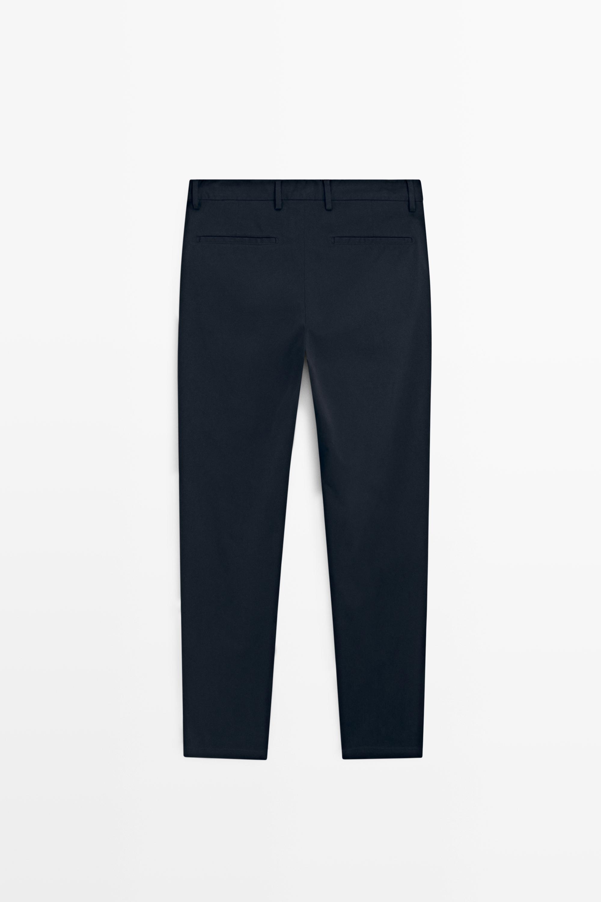 Slim fit cotton trousers — NAVY BLUE