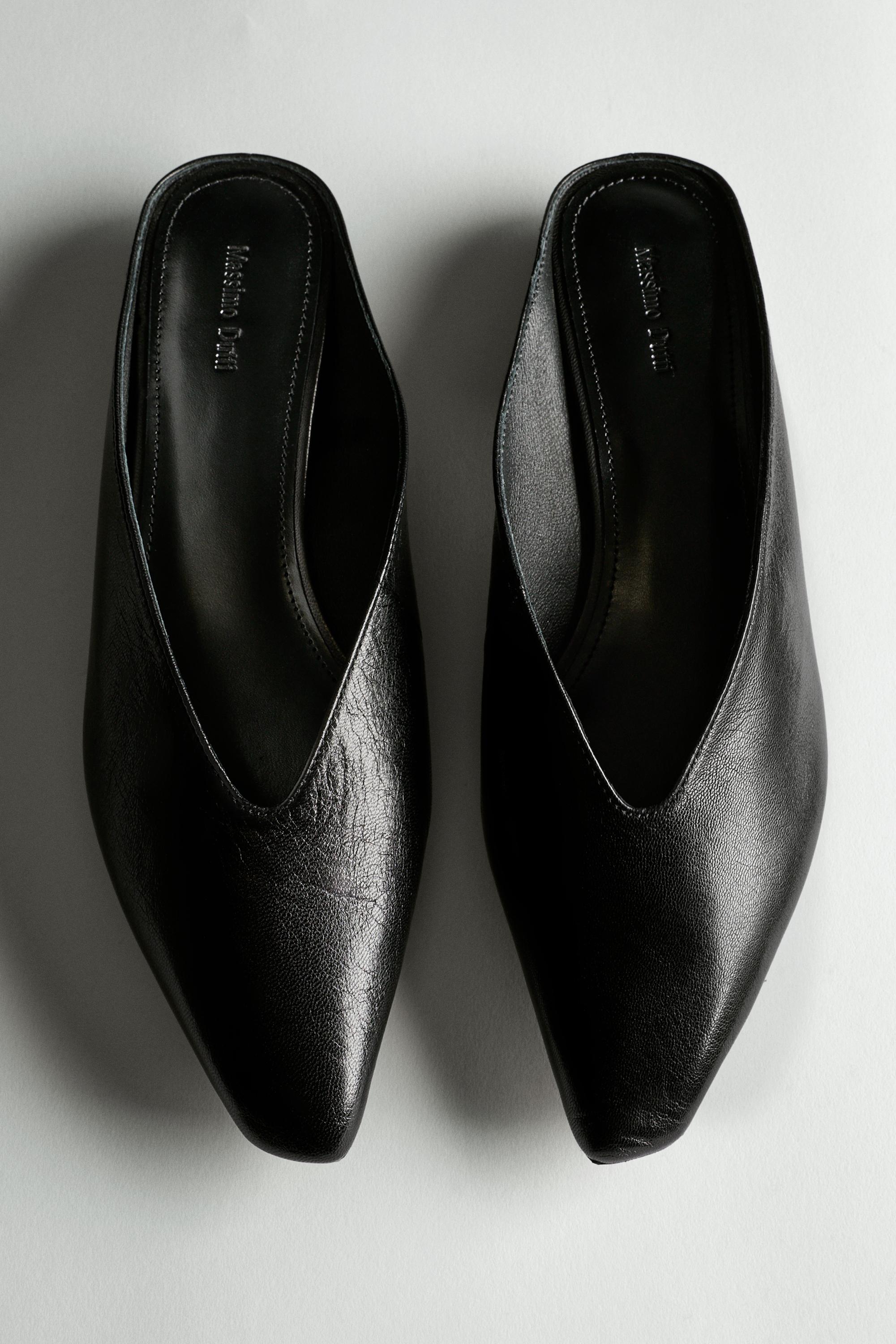 Soft leather mules — BLACK