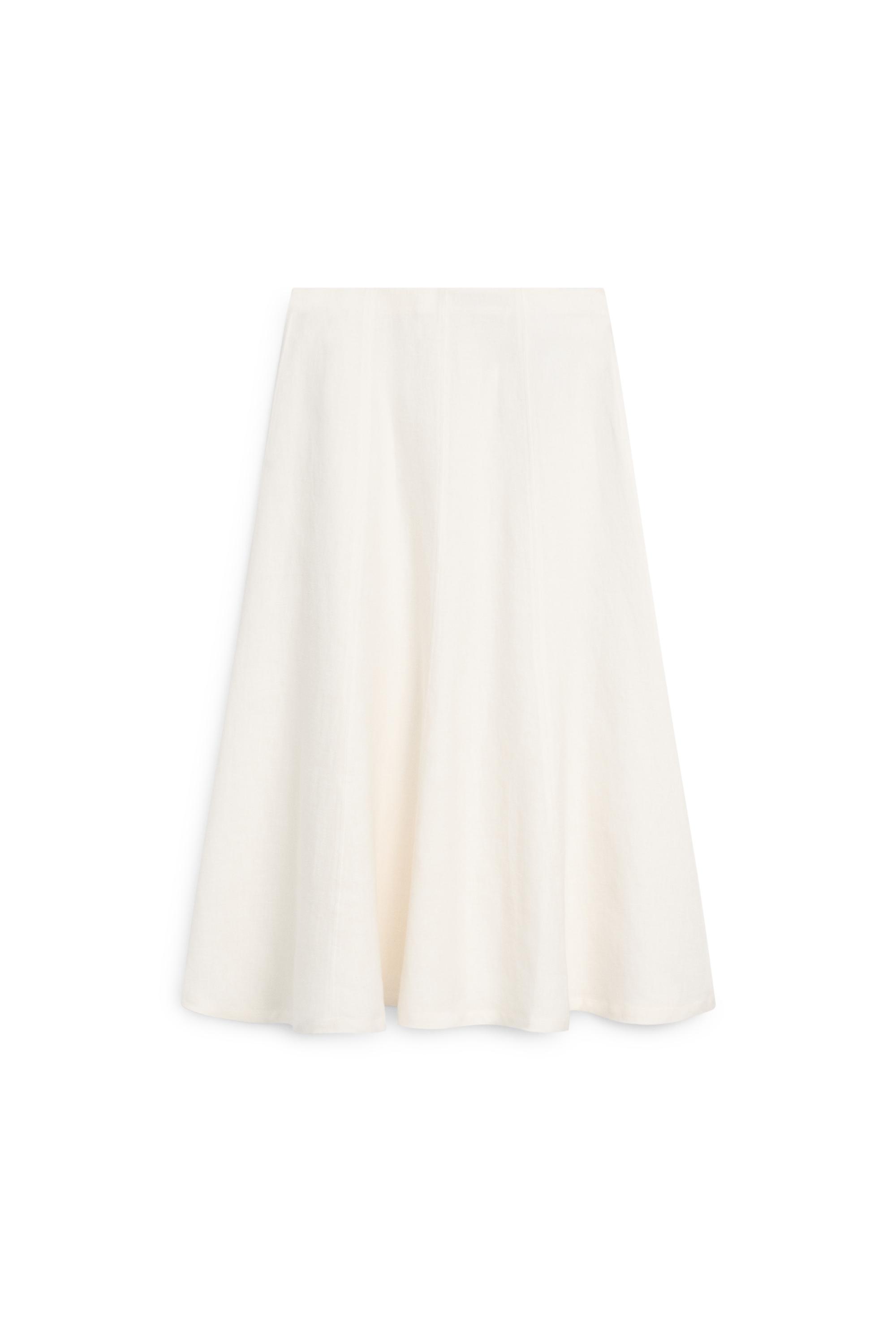 Flowing 100% linen midi skirt — WHITE