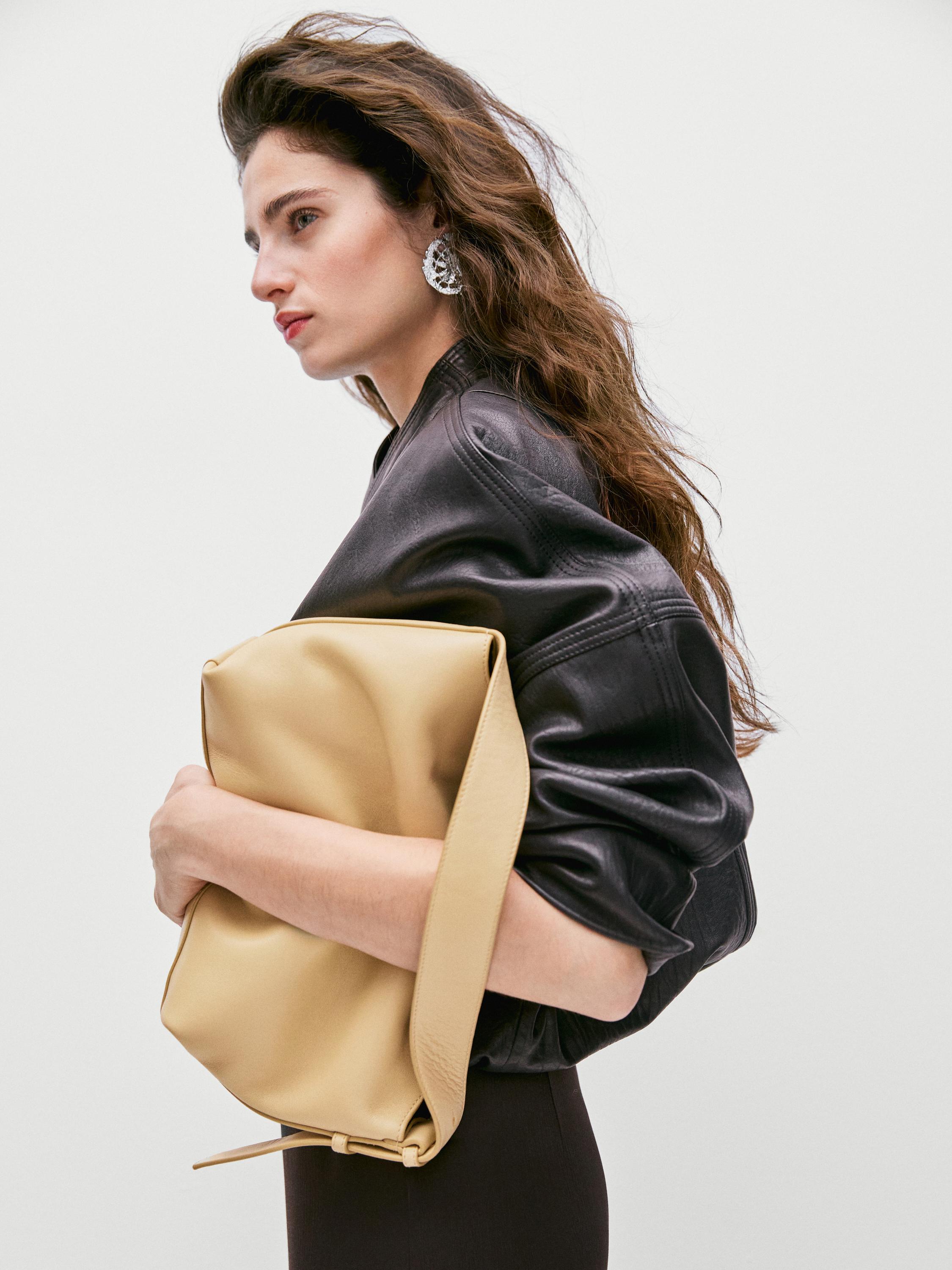 Small nappa leather shoulder bag — SAND