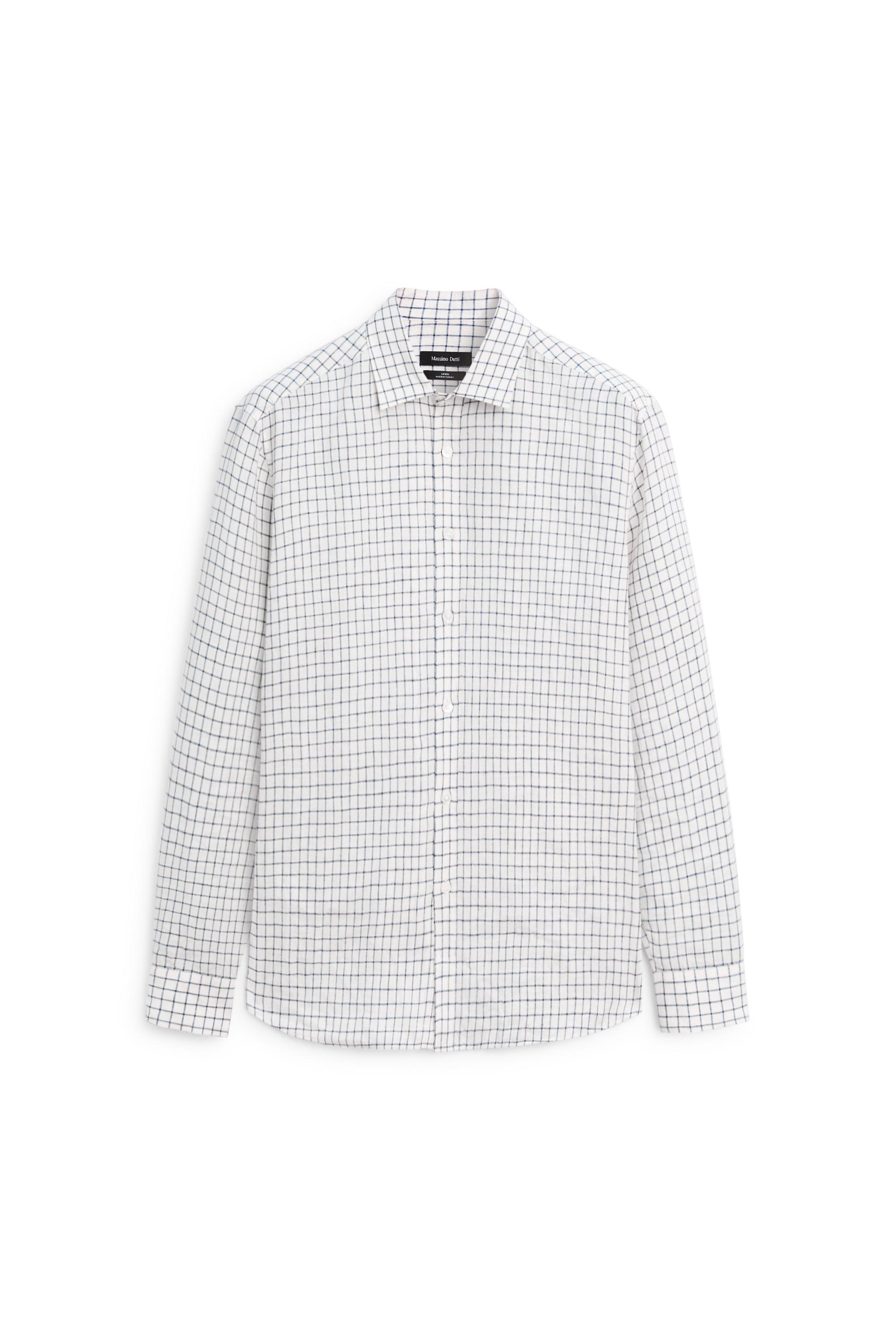 100% linen regular-fit check shirt — BLUE