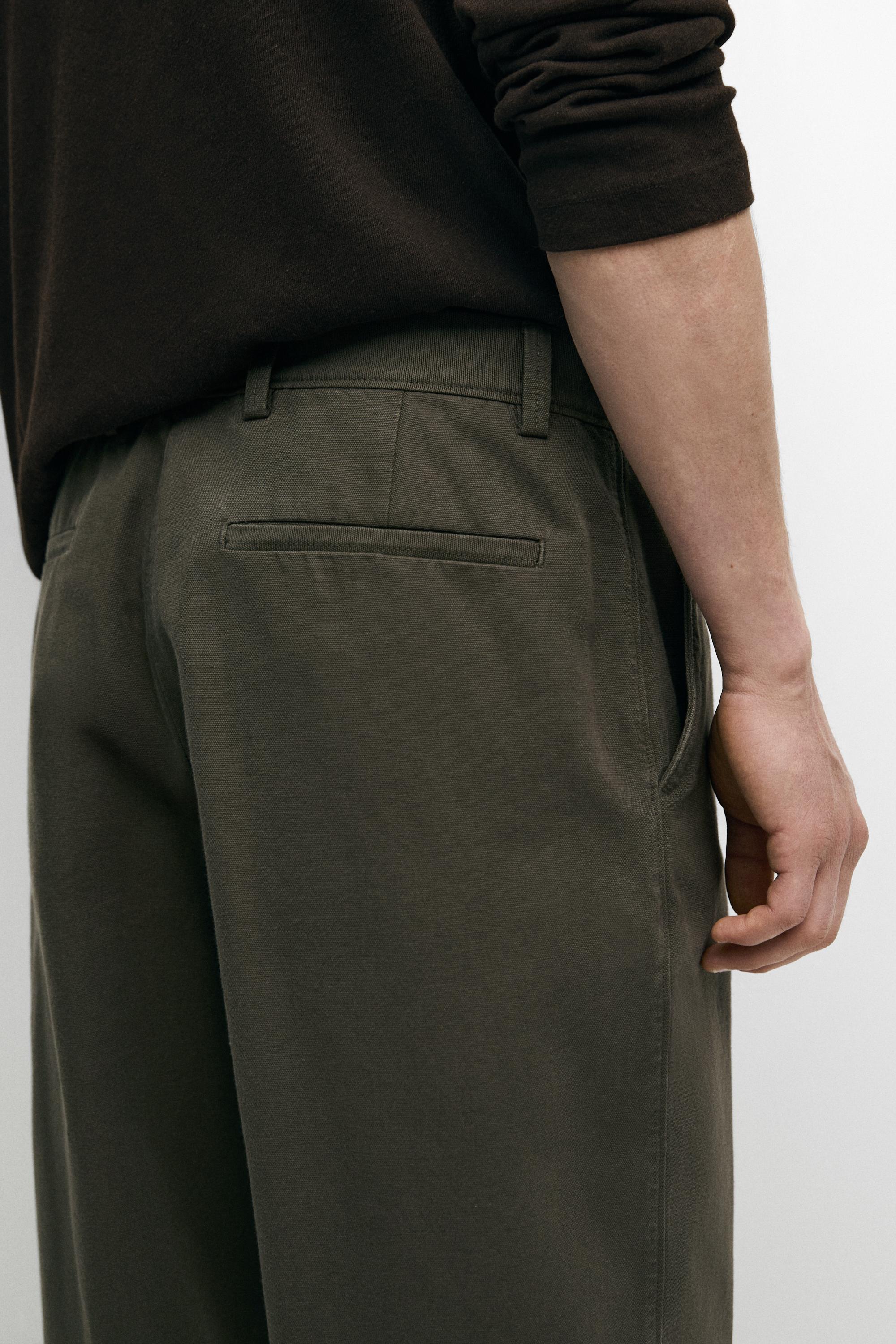 Tapered fit cotton pants — GREEN