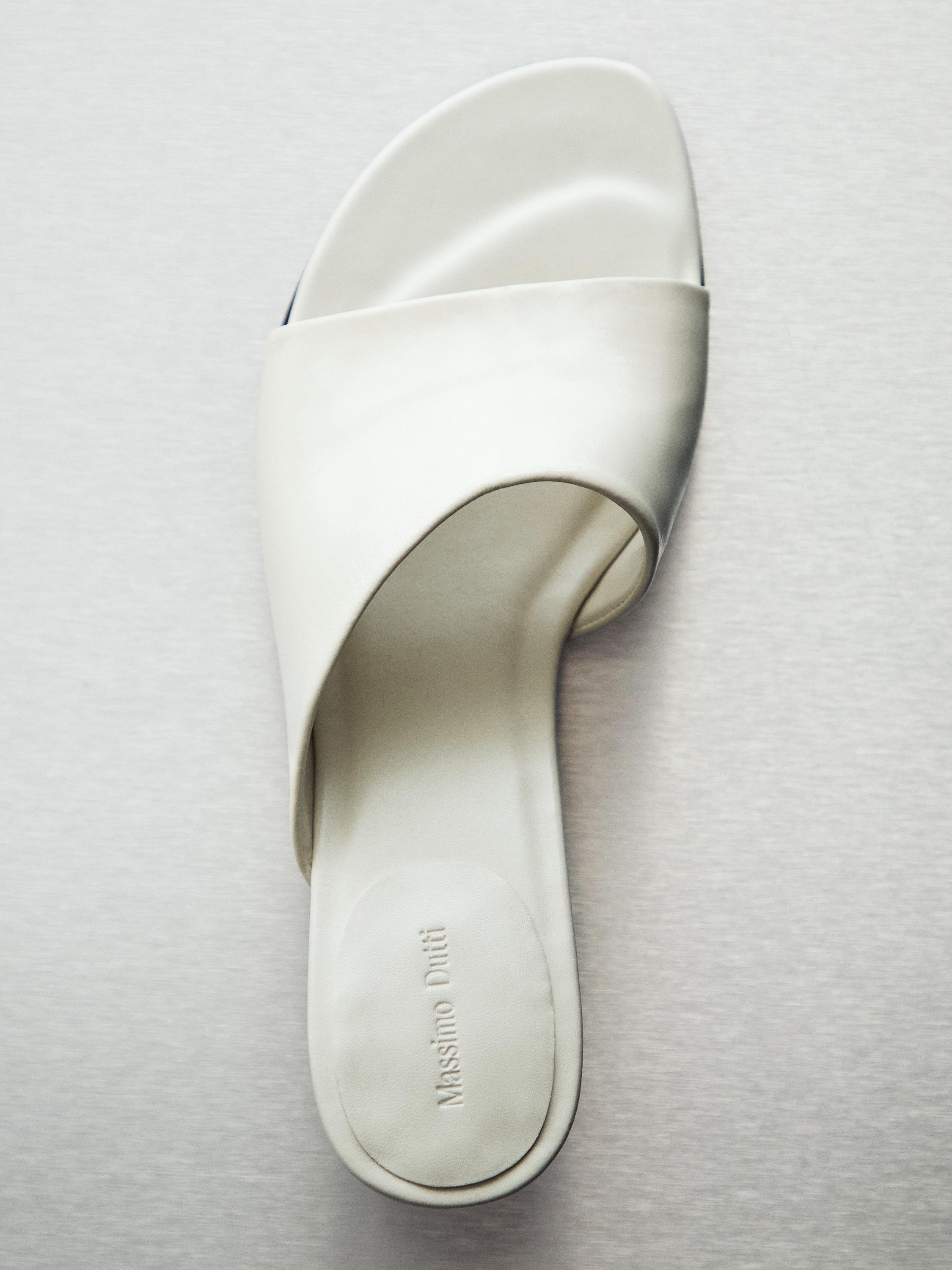 Leather high-heel slider shoes