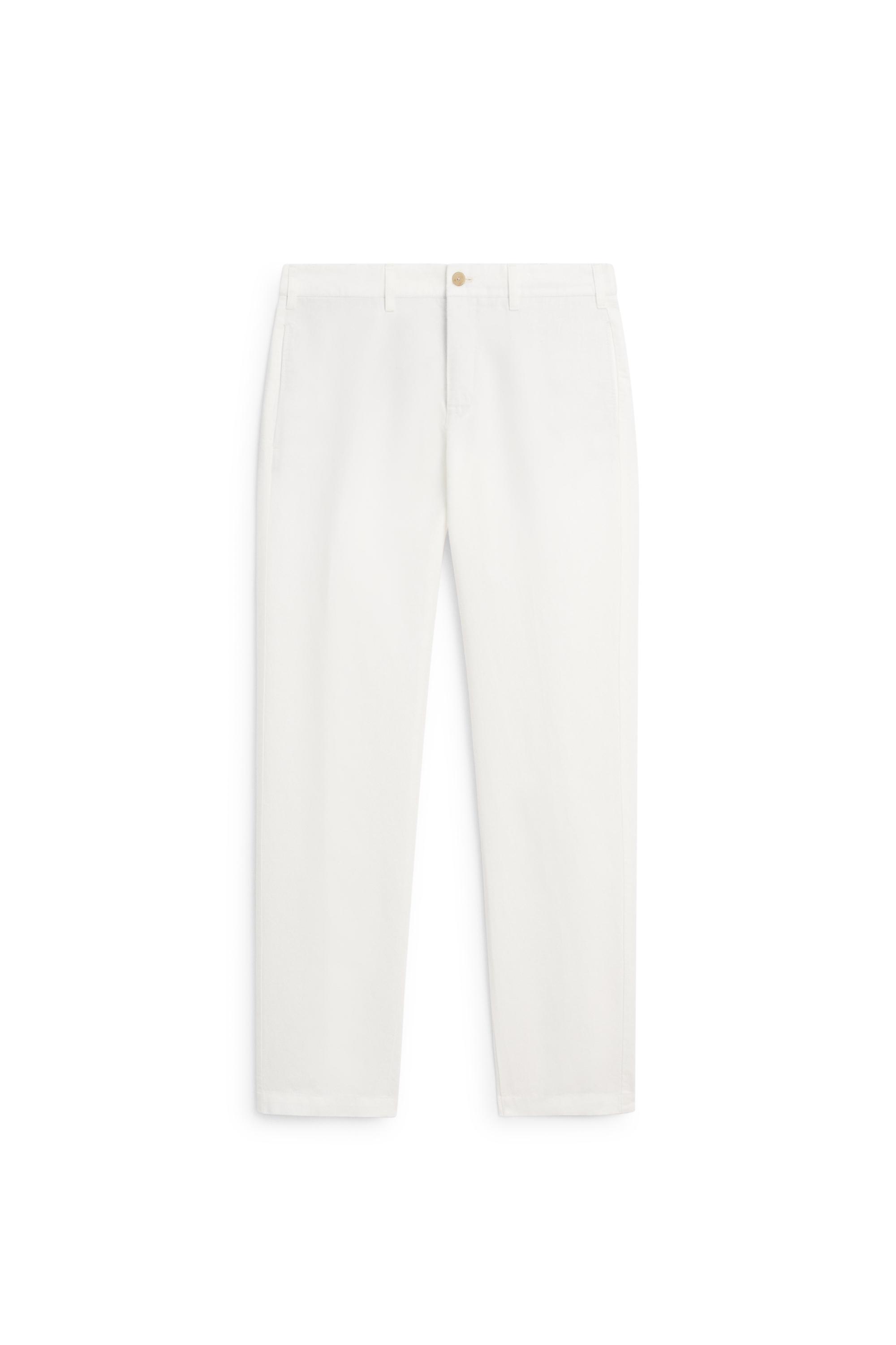 Linen-cotton straight-leg pants — Off white