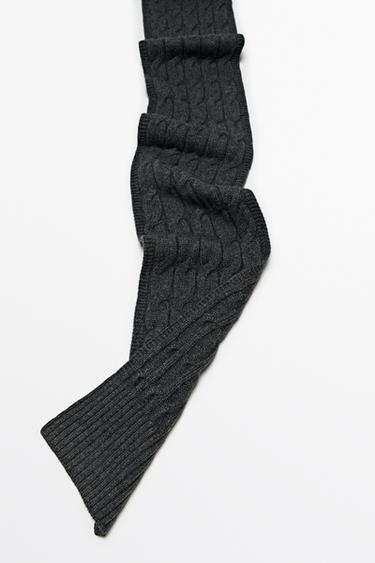 Wool and cashmere cable-knit scarf — GREY 4