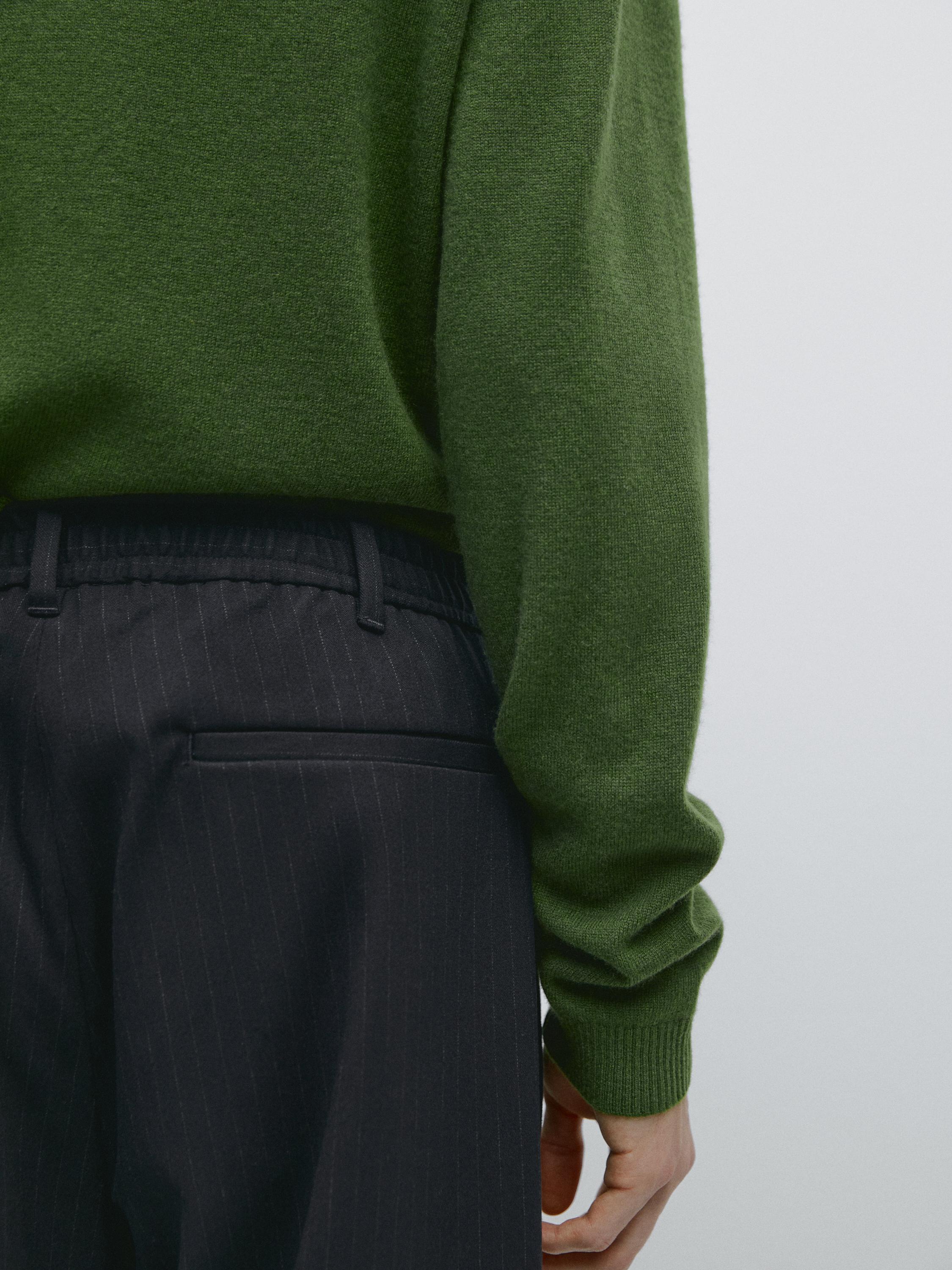 Striped jogger fit trousers — NAVY BLUE