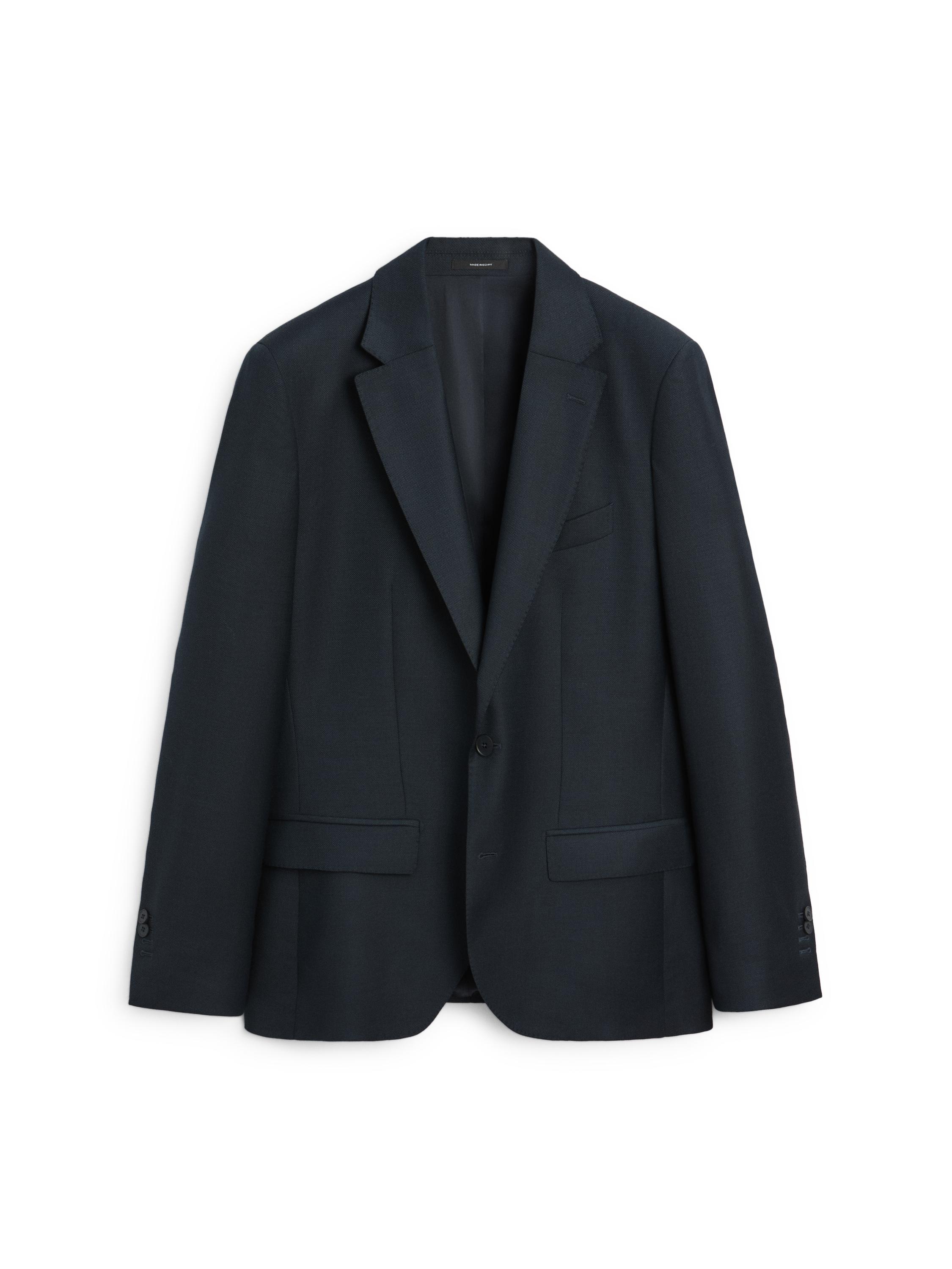 100% cool wool micro-textured suit blazer — NAVY BLUE