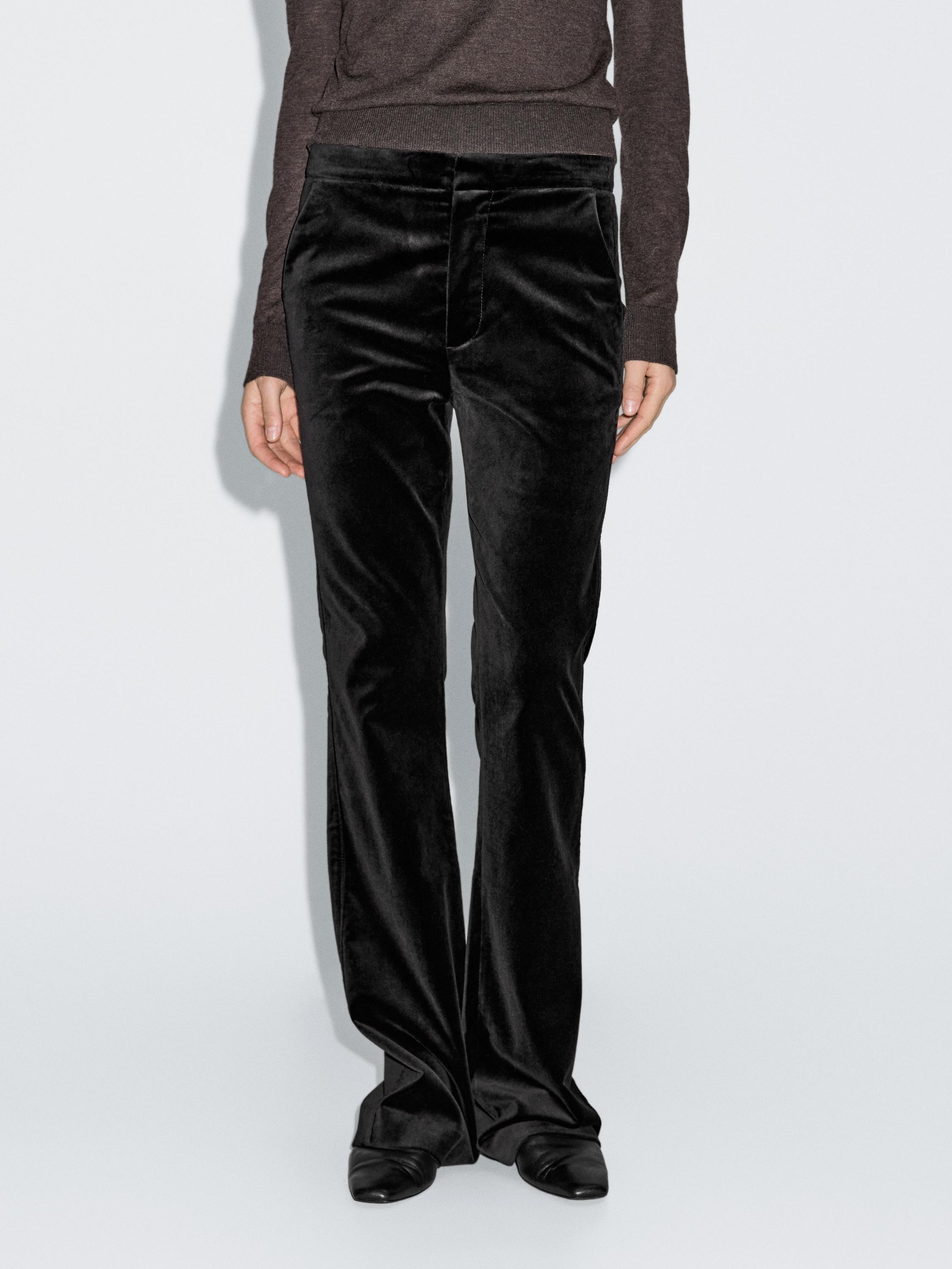 Skinny flare fit velvet trousers