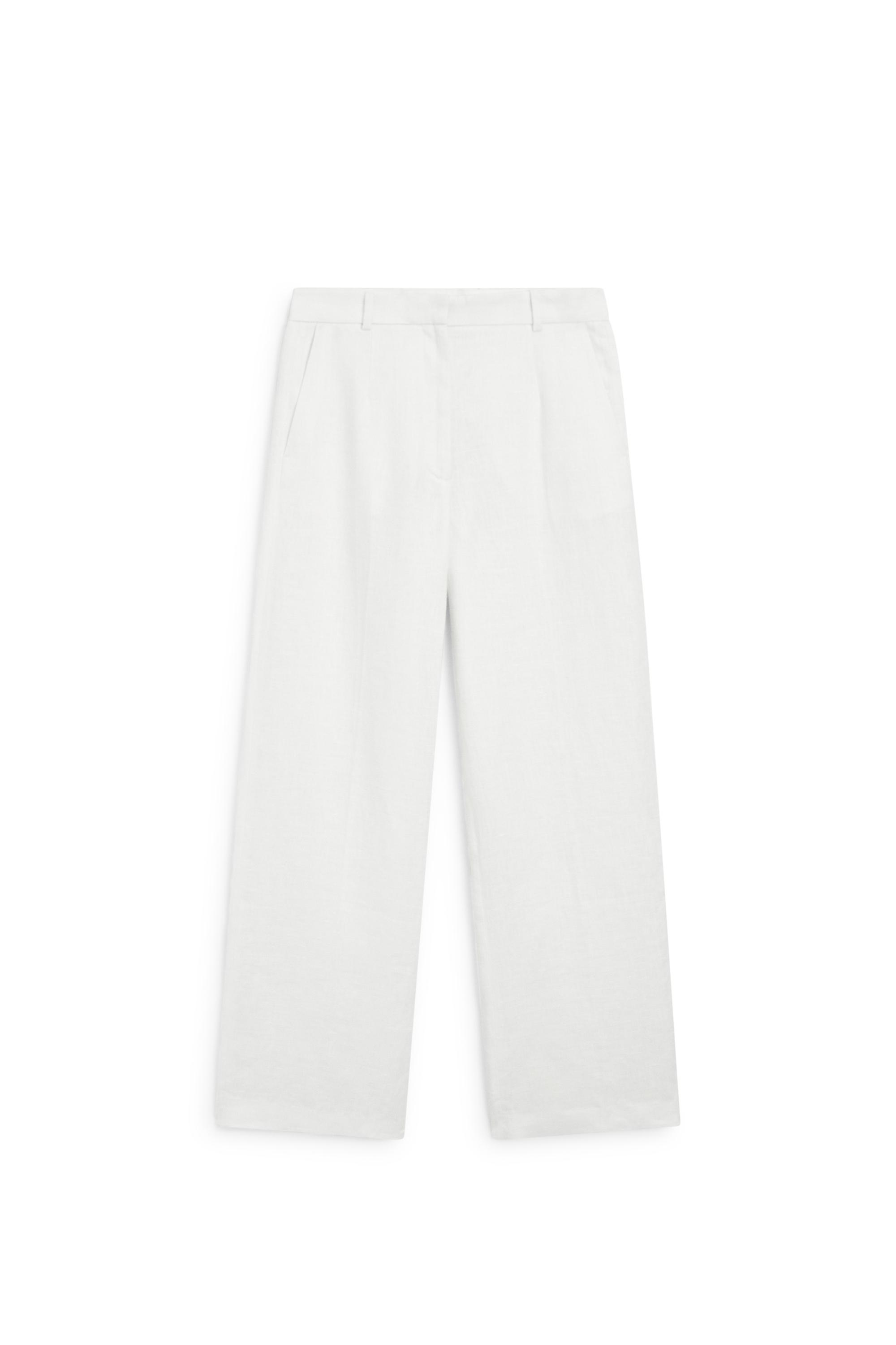 100% linen pants with darts — Off white