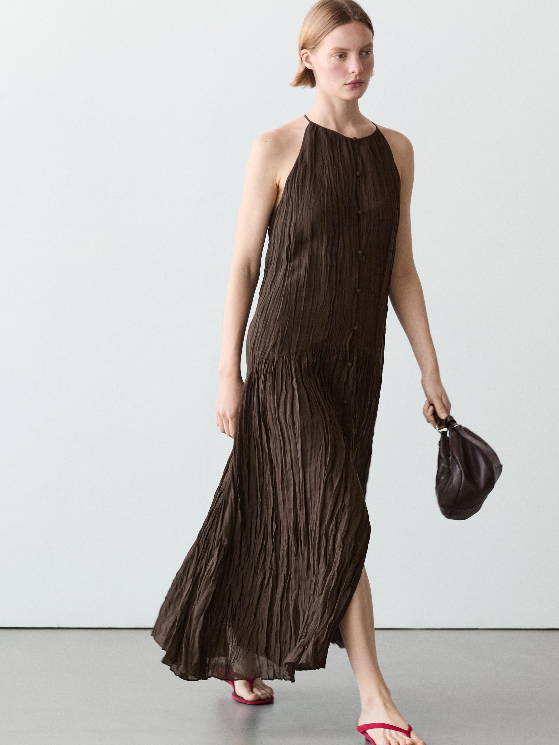 Flowing midi dress with button details