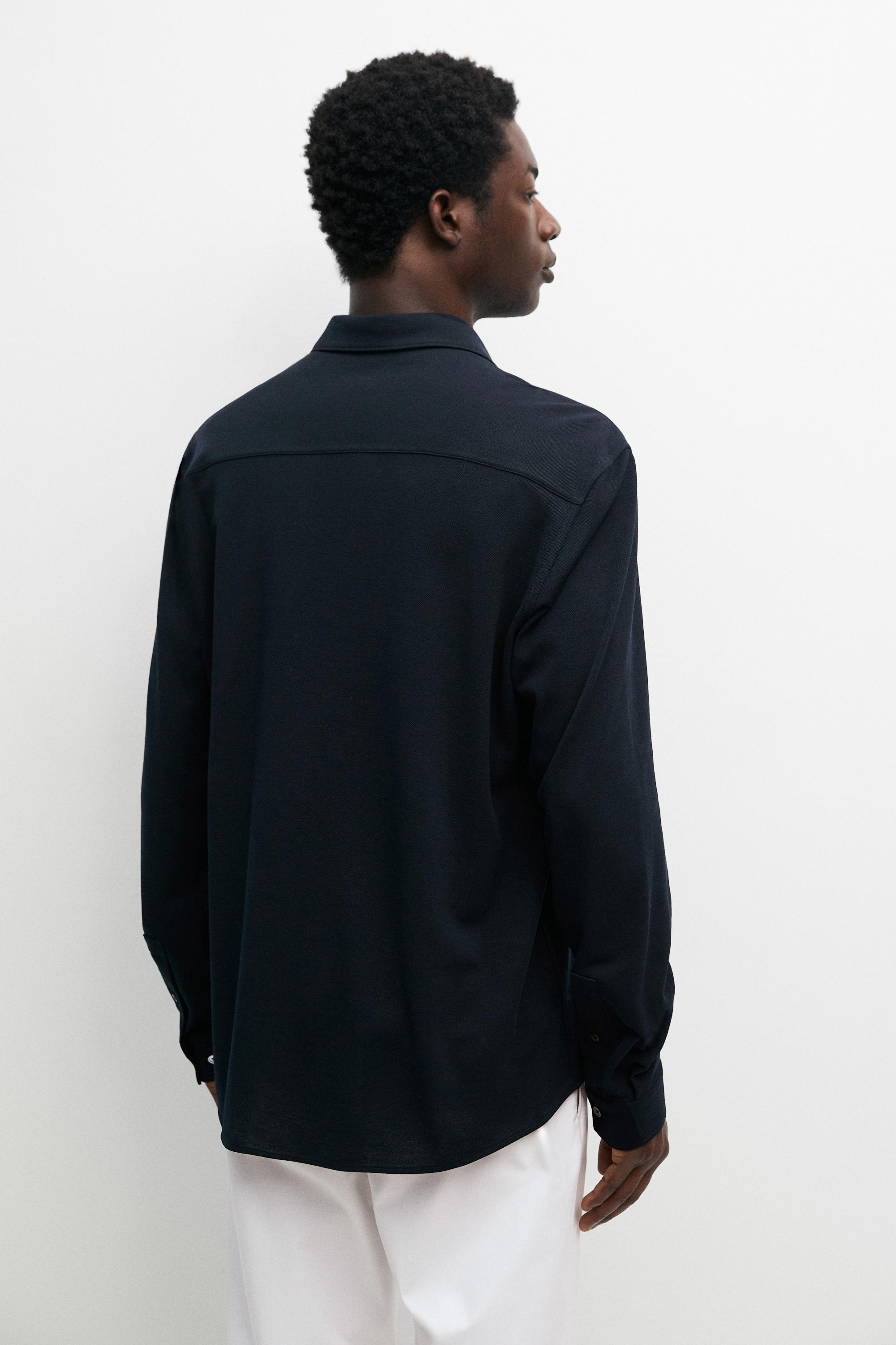 Regular fit melange shirt — NAVY BLUE