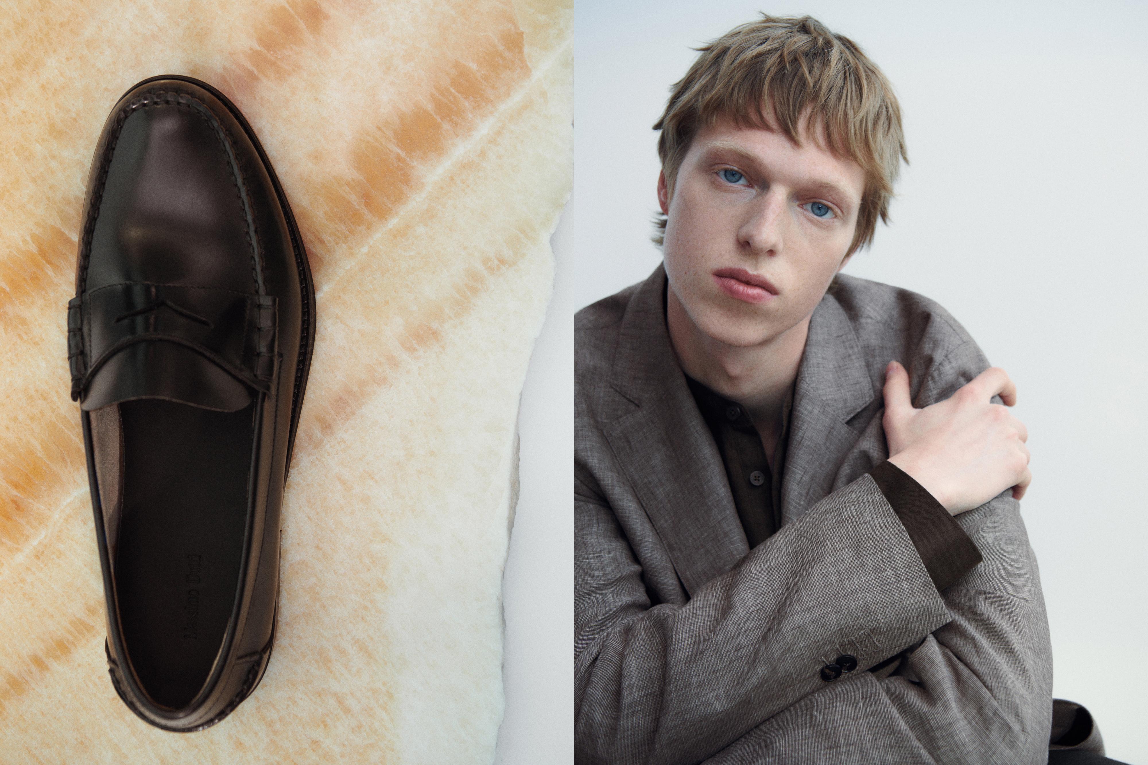 Leather loafers with penny strap — BLACK