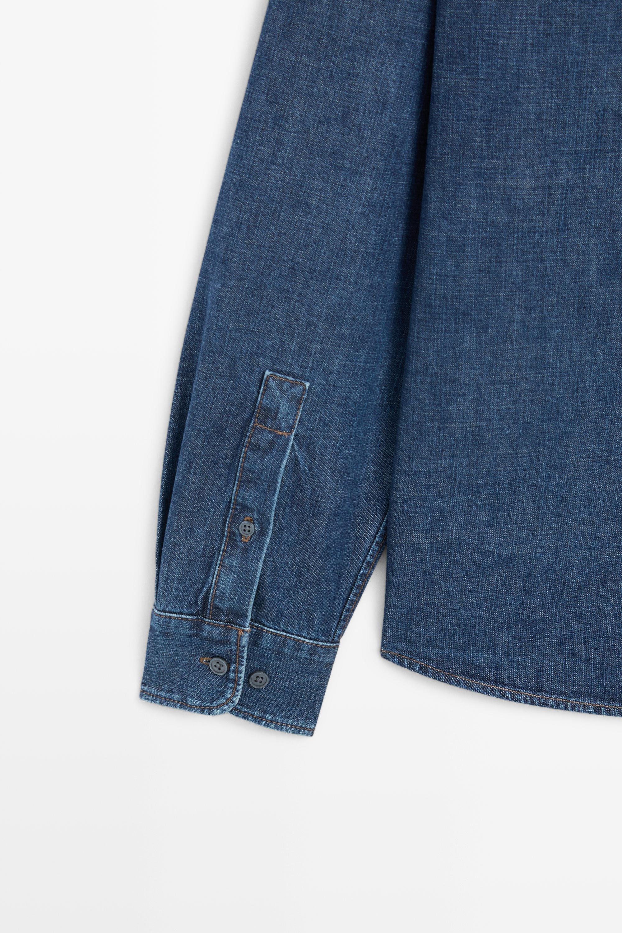 100% Cotton Regular Fit Denim Shirt — MEDIUM BLUE