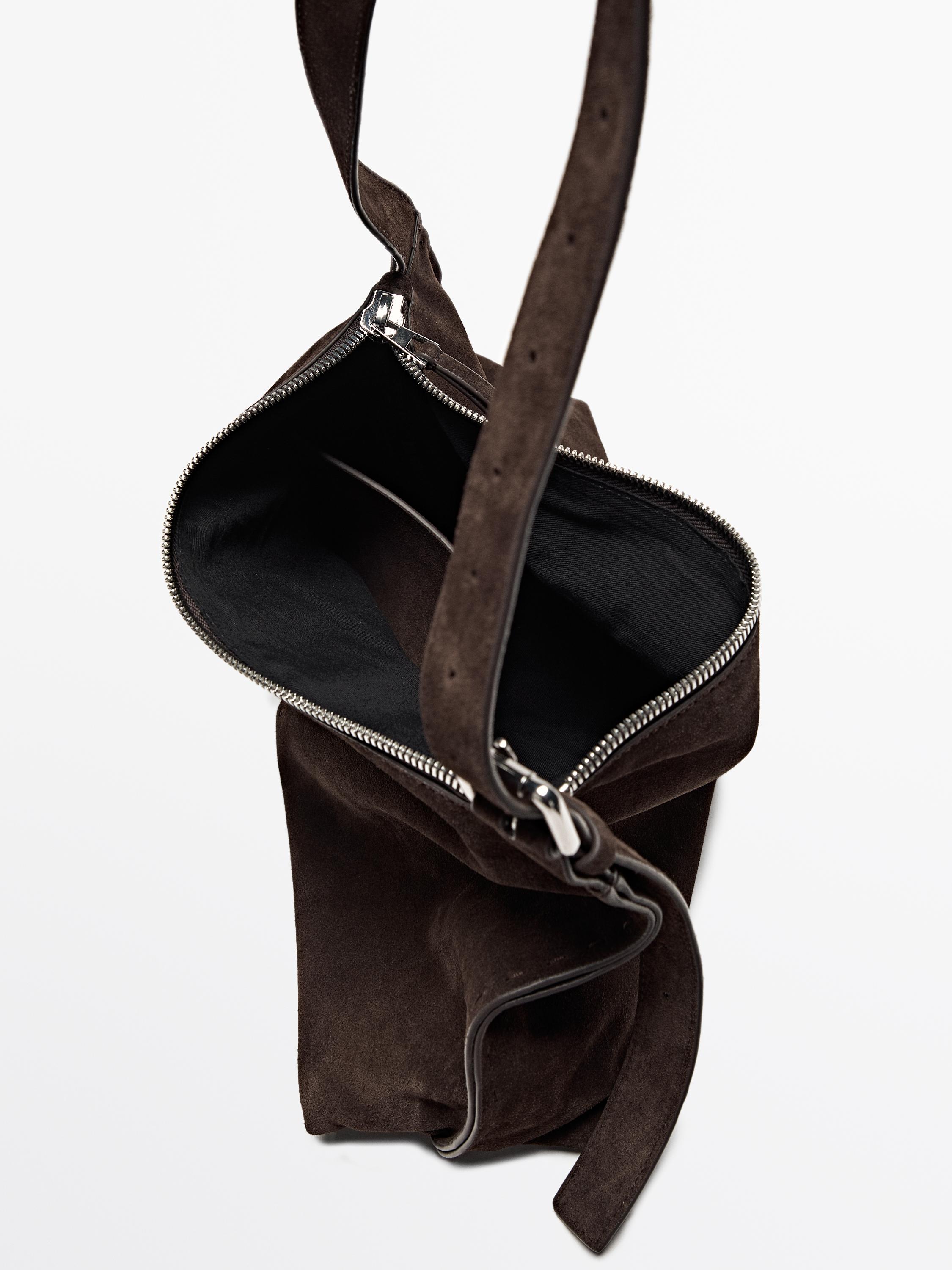 Split suede leather crossbody bag