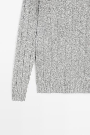 100% wool cable-knit sweater — ANTHRACITE GREY 7