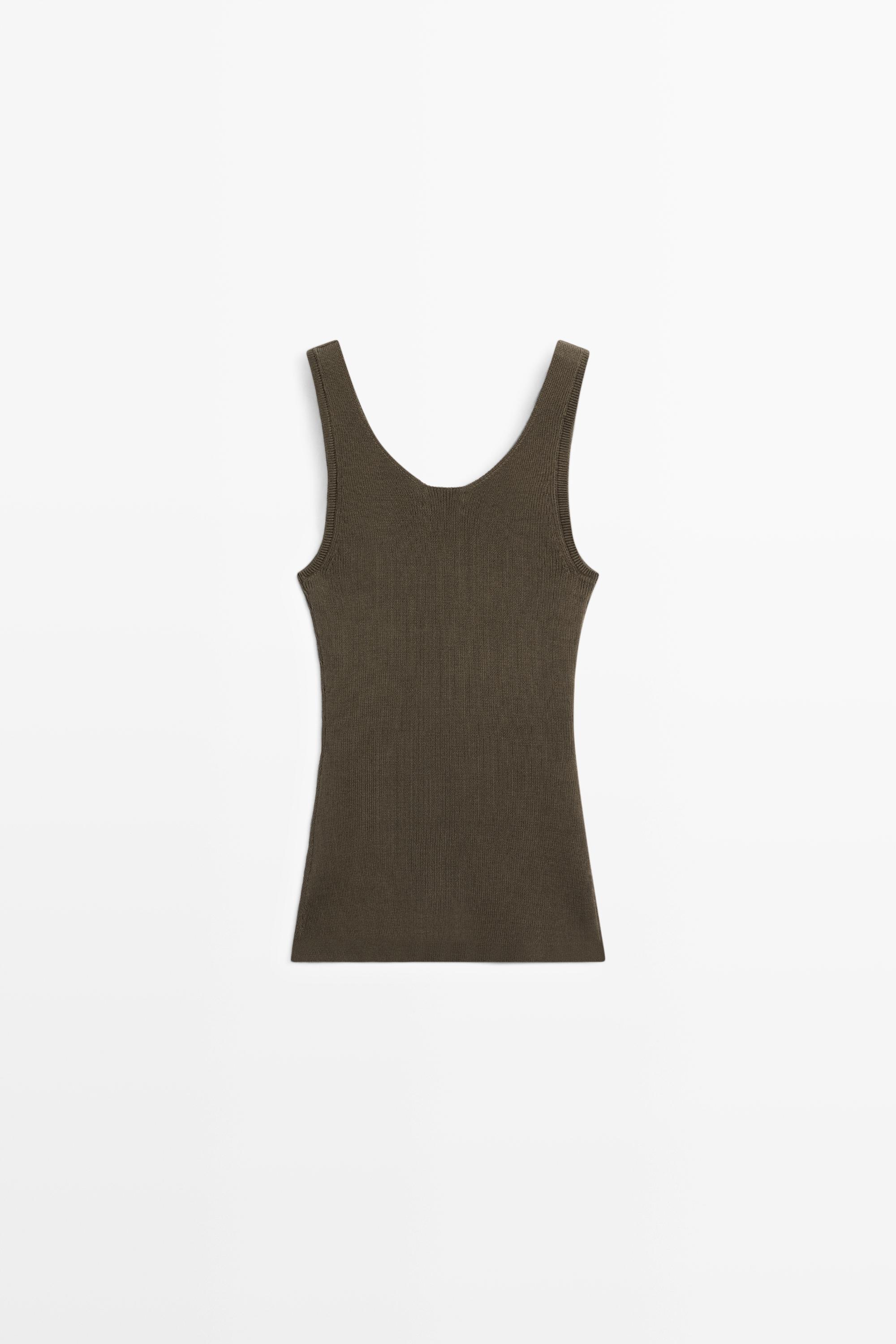 100% cotton ribbed tank top — OLIVE