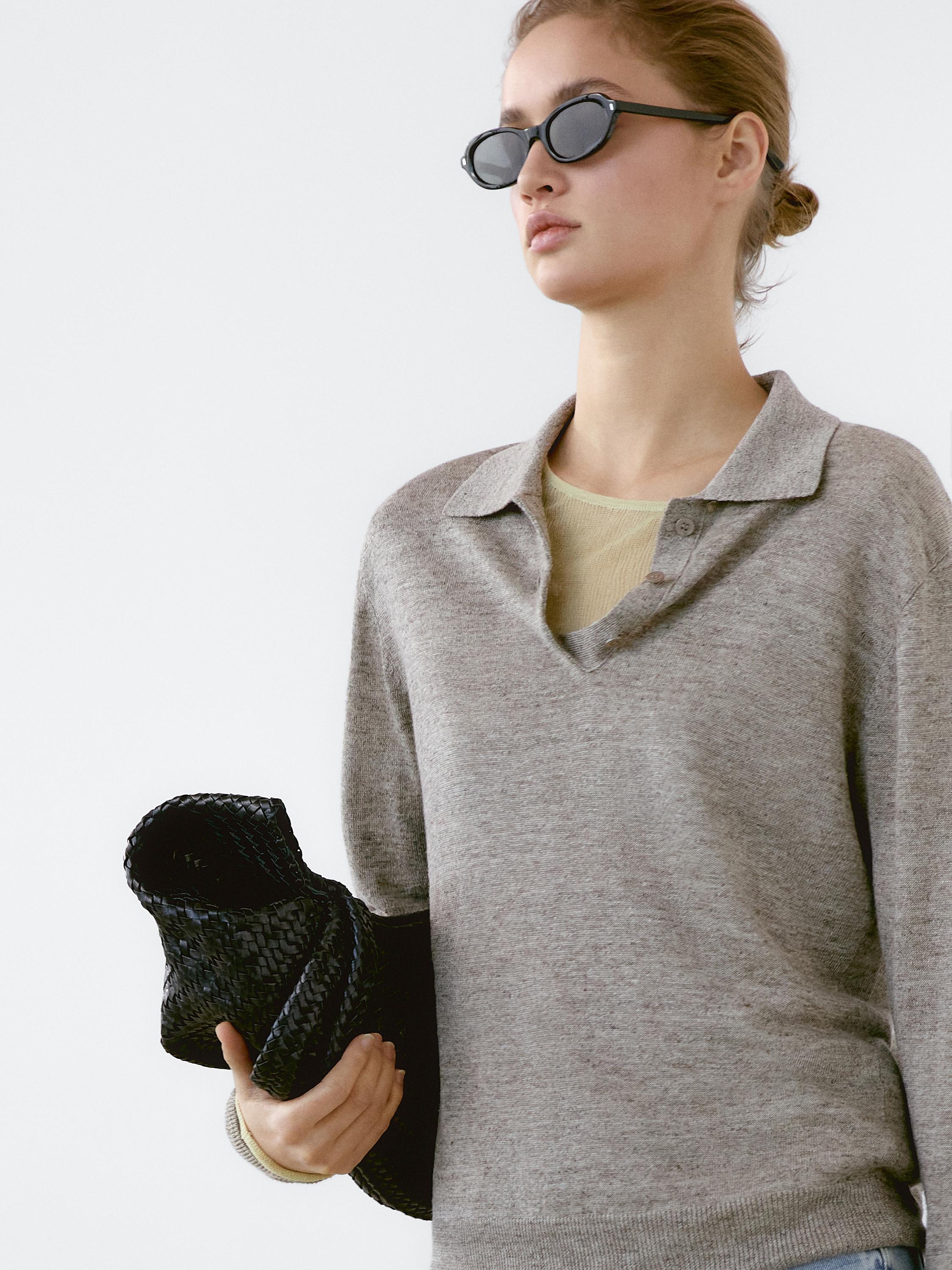 100% linen melange knit sweater