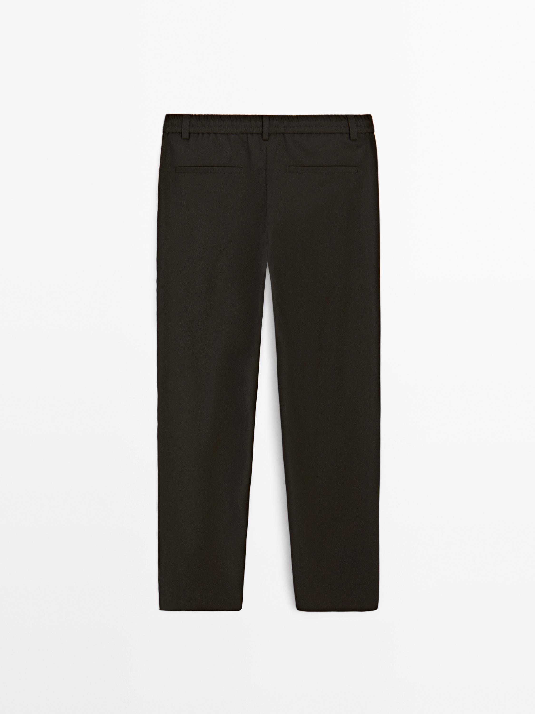 Wool blend jogger fit trousers